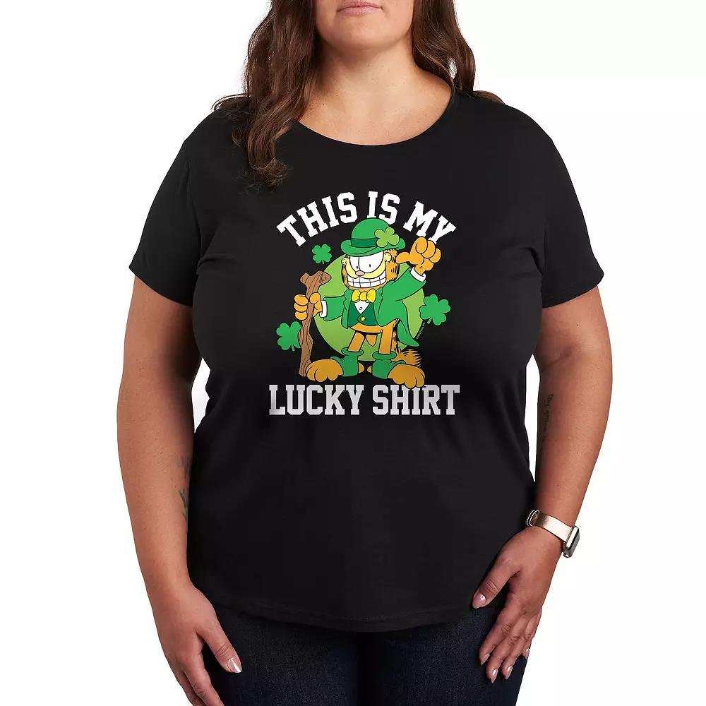 Plus Garfield This Is My Lucky Shirt Graphic Tee, Women's,  Product Image