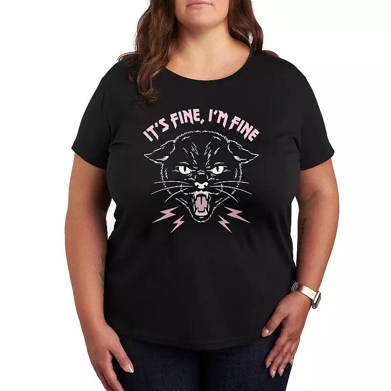 Plus Cat It's Fine I'm Fine Graphic Tee, Women's,  Product Image