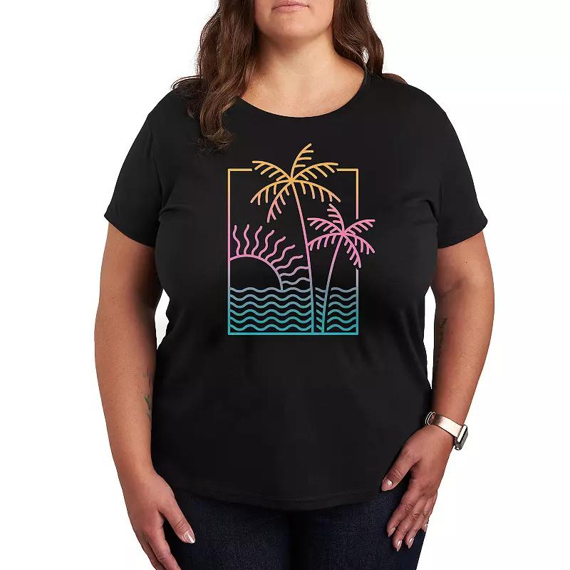 Plus Line Drawing Sunset Graphic Tee, Women's,  Product Image