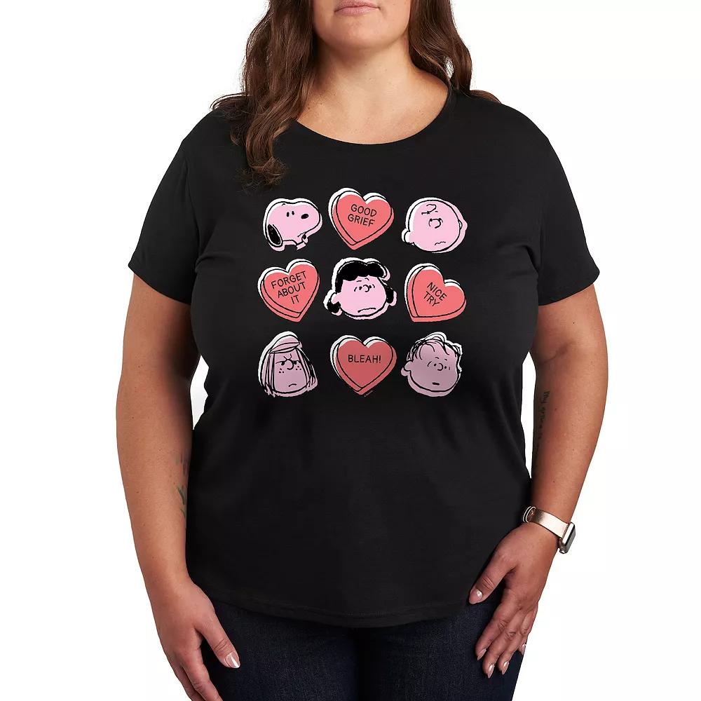 Plus Peanuts Candy Heart Grid Graphic Tee, Women's,  Product Image