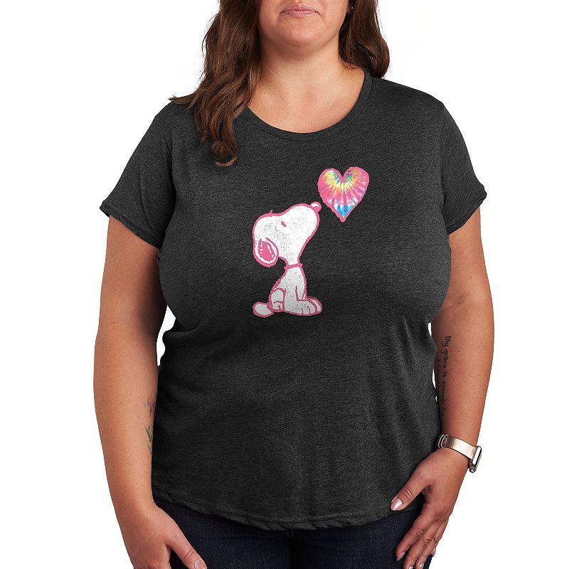 Plus Peanuts Pastel Rainbow Heart Graphic Tee, Women's,  Product Image