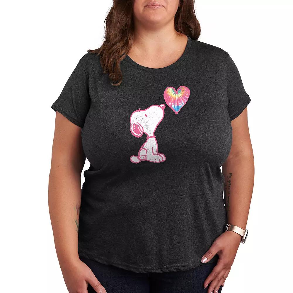 Plus Peanuts Pastel Rainbow Heart Graphic Tee, Women's,  Product Image