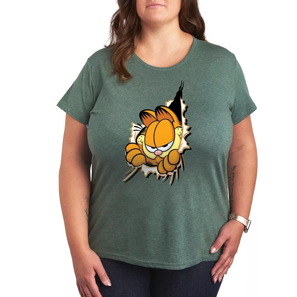 Plus Garfield Peeking Out Graphic Tee, Women's,  Product Image
