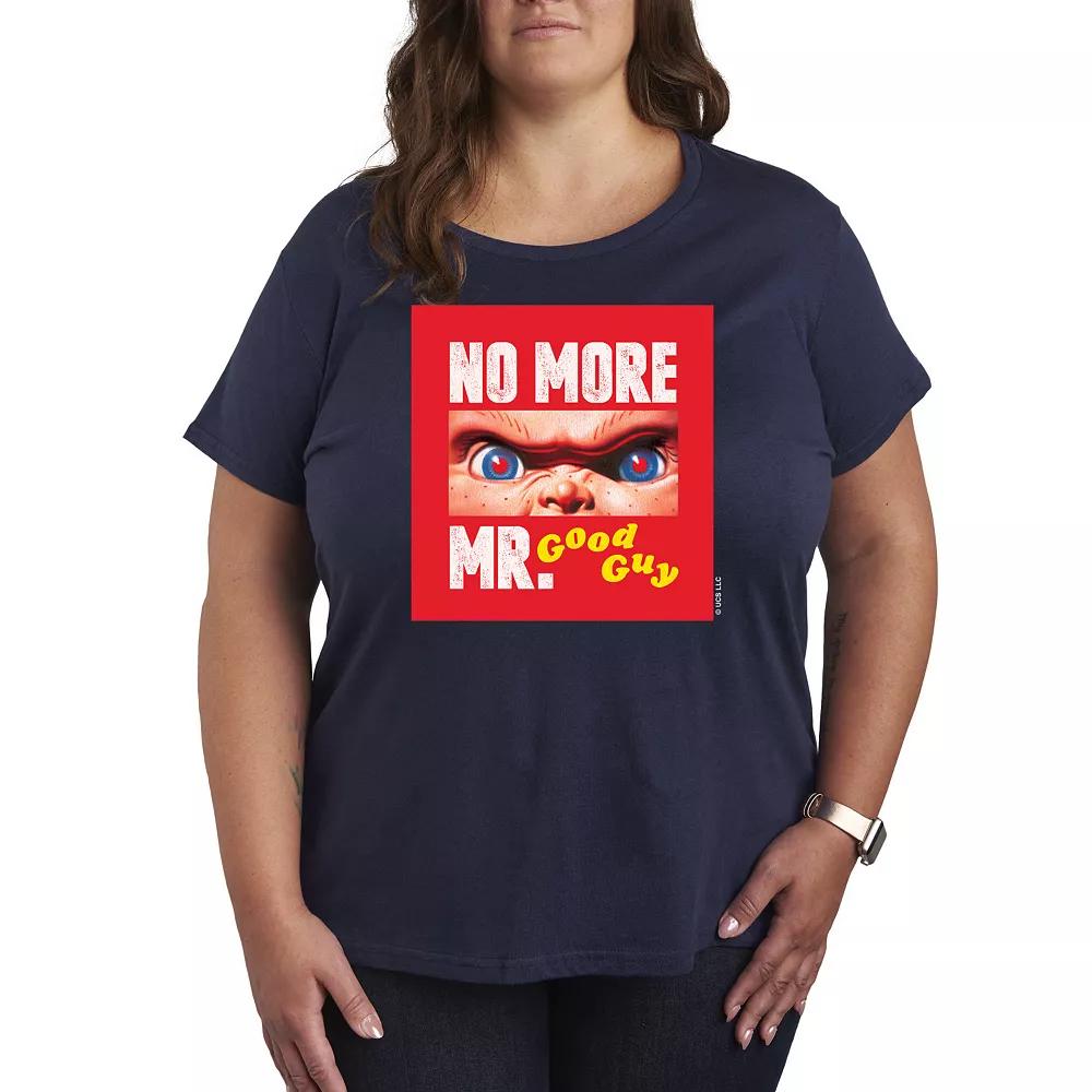Plus Size Chucky No More Mr. Good Guy Graphic Tee, Womens Blue Product Image