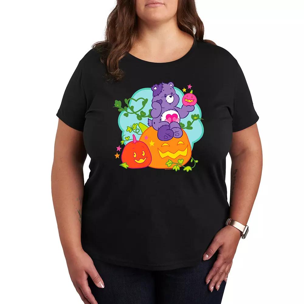 Plus Size Care Bears Halloween Pumpkin Graphic Tee, Womens Blue Product Image