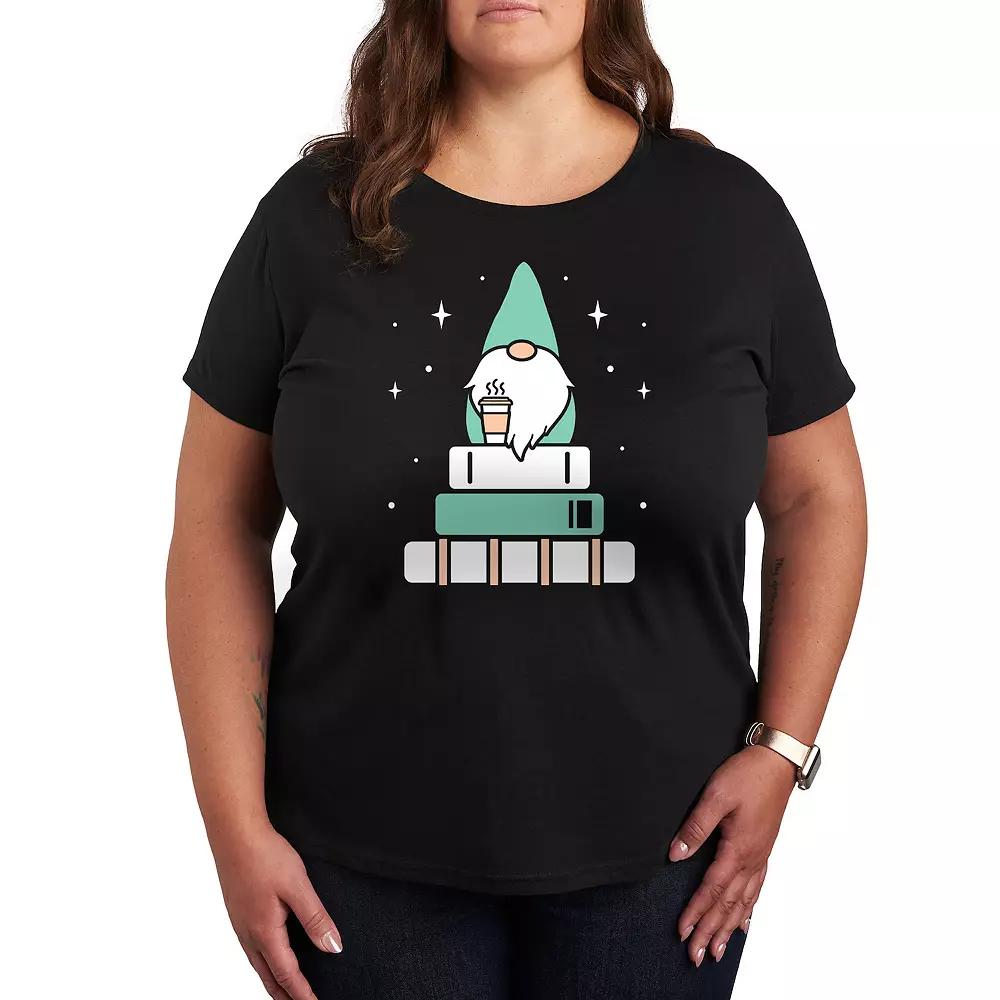 Plus Gnome with Coffee and Books Graphic Tee, Women's,  Product Image