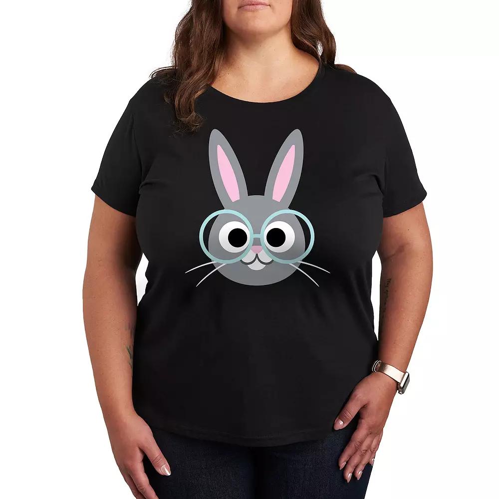 Plus Bunny Face Glasses Graphic Tee, Women's,  Product Image