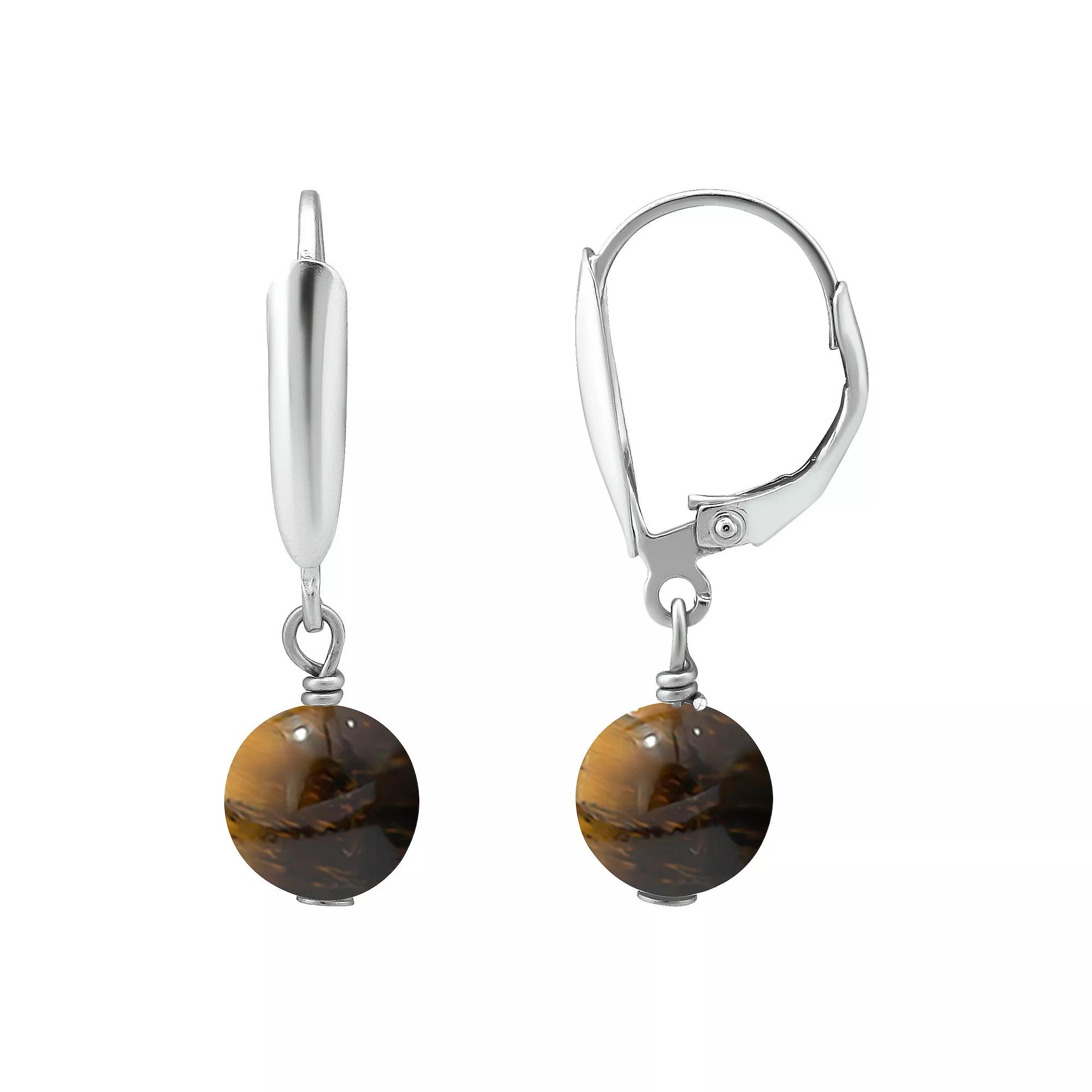 Aleure Precioso Gemstone Bead Leverback Earrings, Women's, Green Howlite Product Image