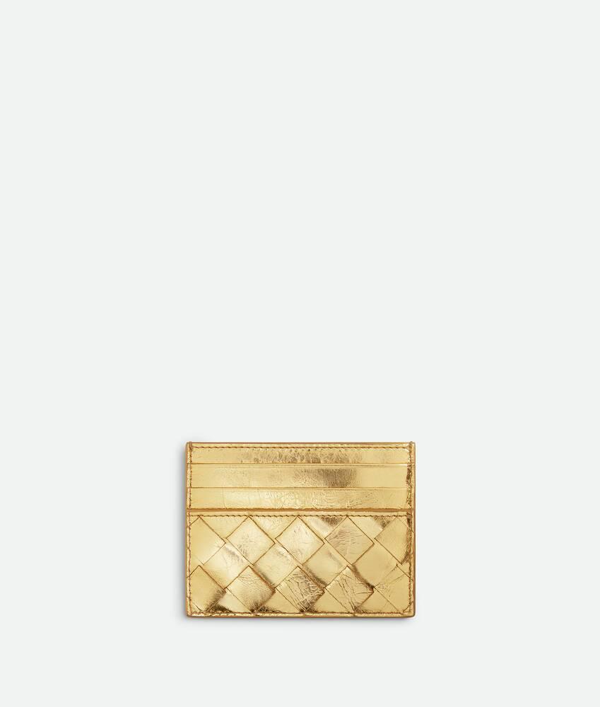 Women's Intrecciato Credit Card Case in Gold Product Image