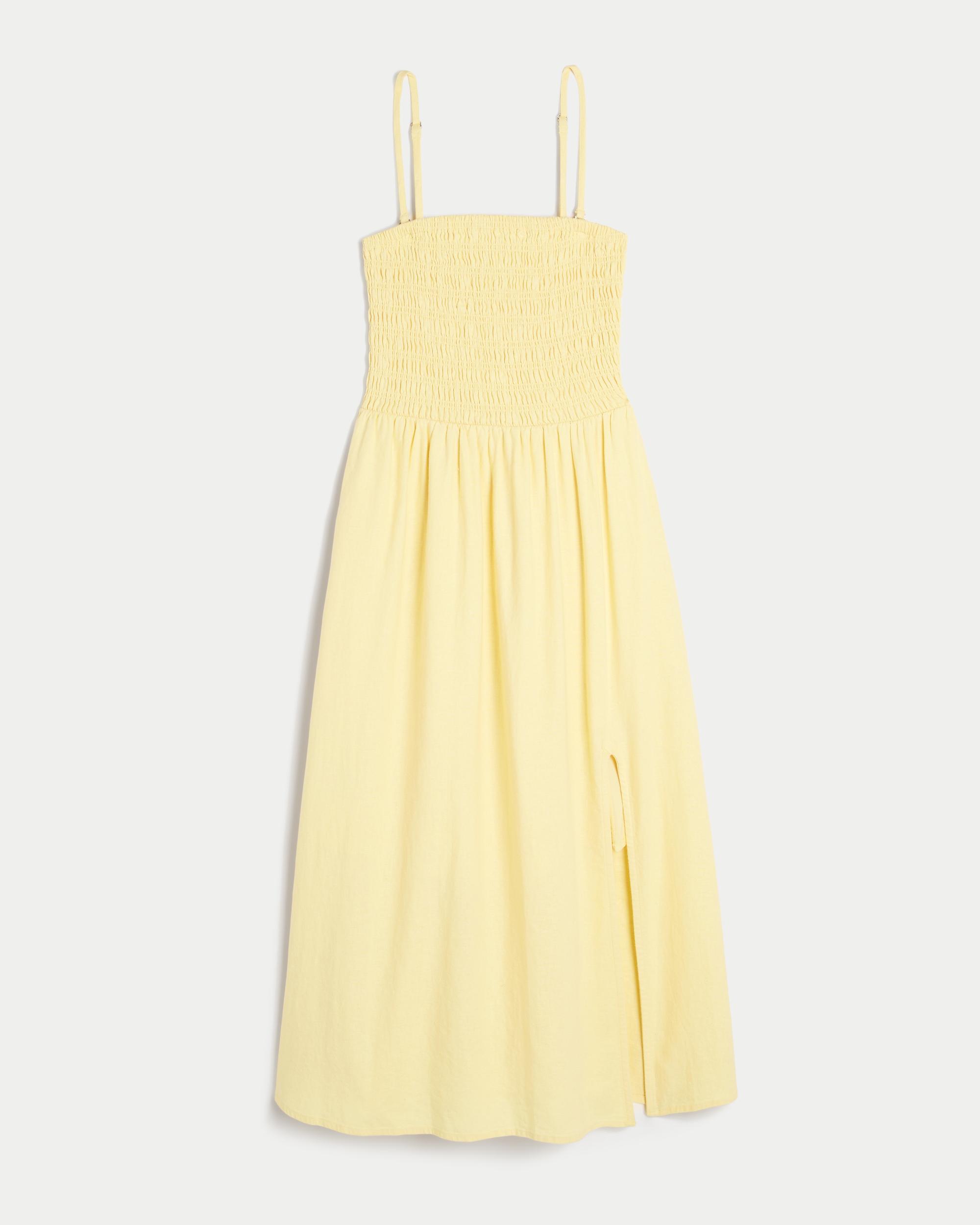 Strapless Linen-Blend Midi Dress Product Image