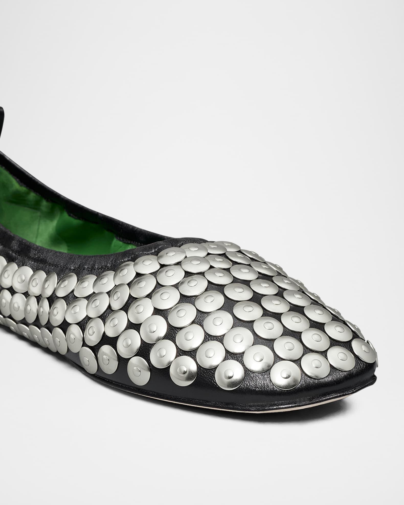 Studded Leather Ballerina Flats Product Image