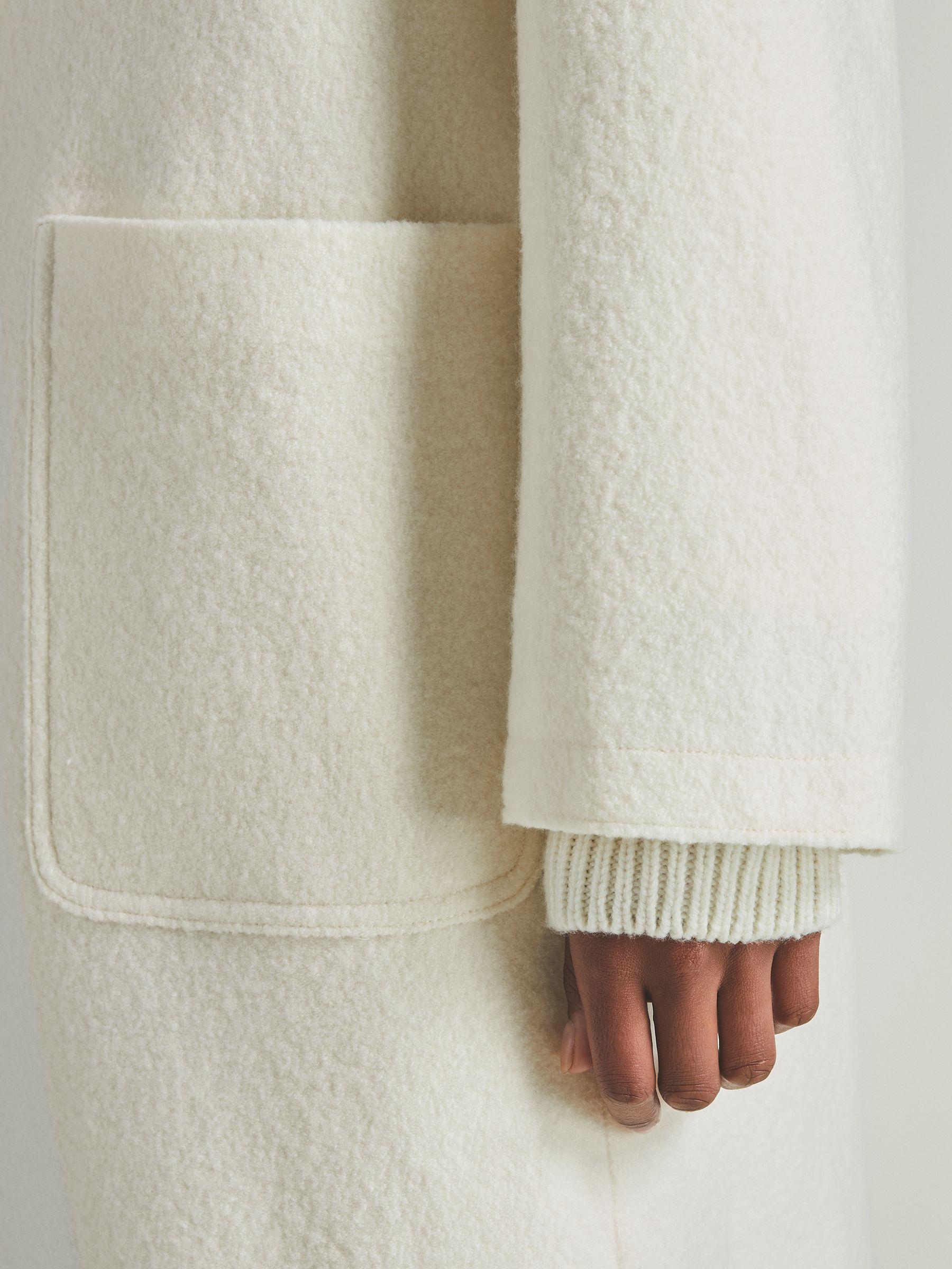 Reiss | Les 100 Ciels Boiled-Wool Bouclé Coat in Cream Product Image