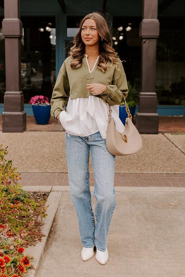 Sweet Whispers Shift Top in Olive Product Image