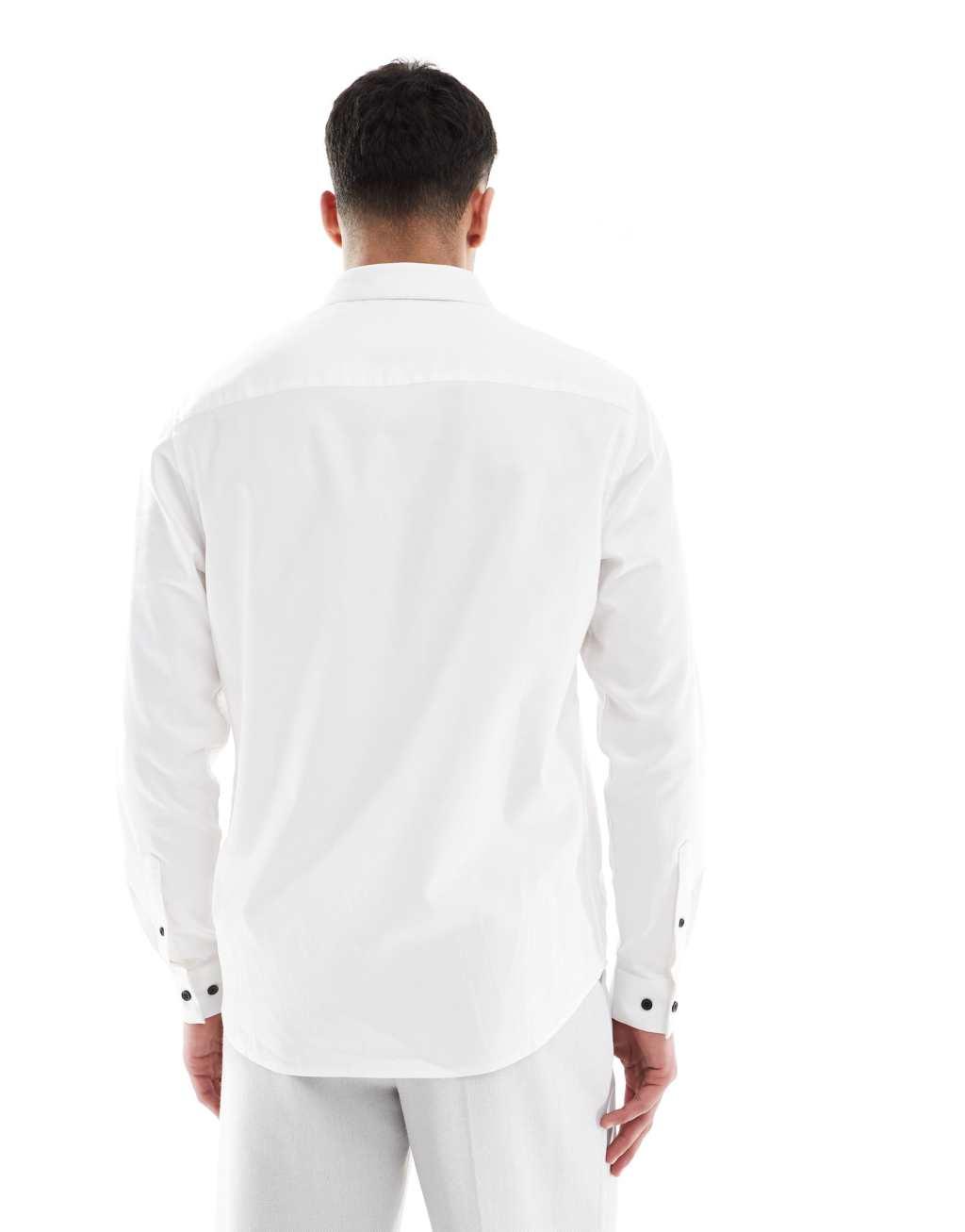 ASOS DESIGN formal easy iron twill regular shirt in white Product Image