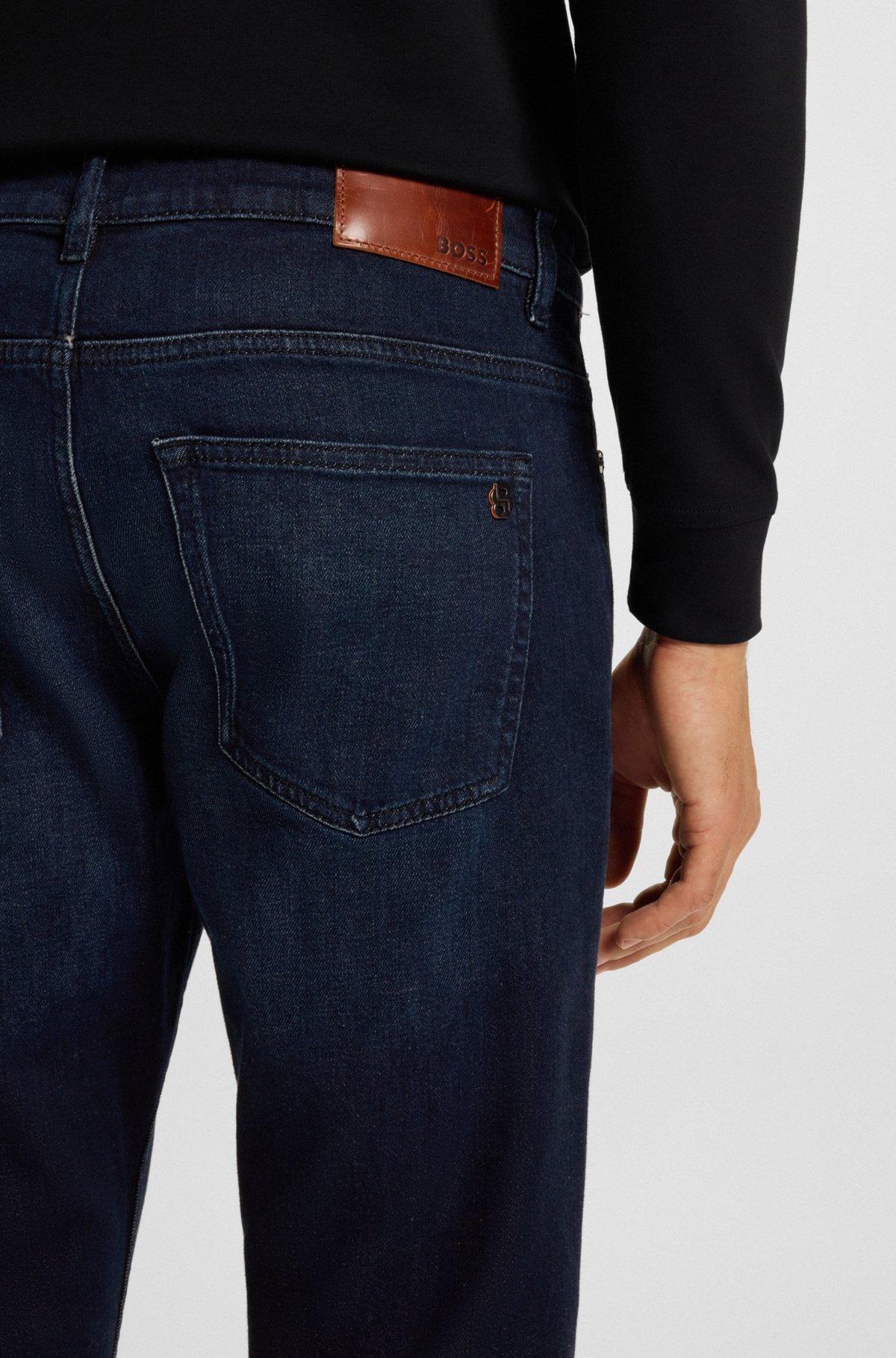 BOSS - Slim-fit jeans in blue comfort-stretch denim - Dark Blue Product Image