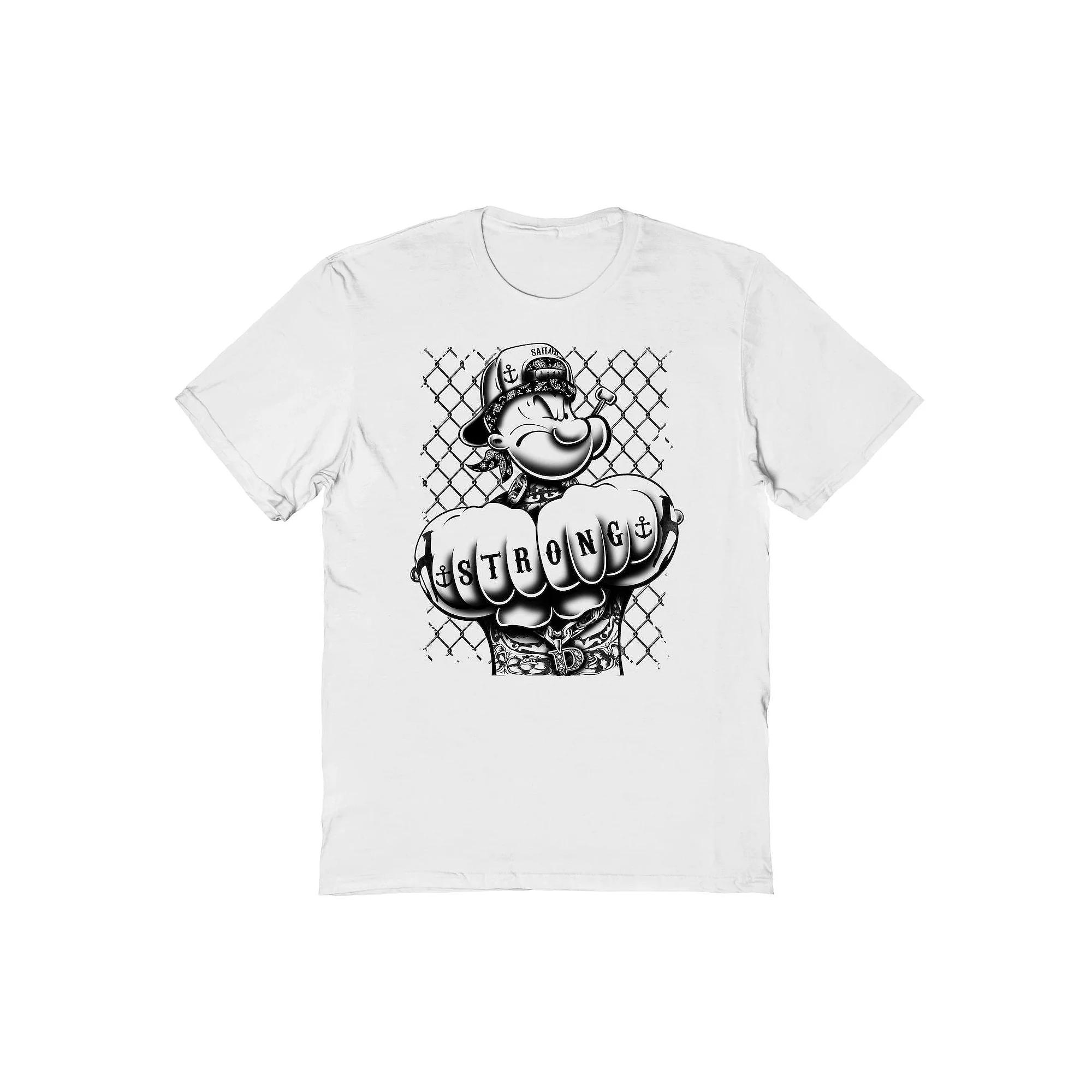 Men's Popeye Fist Graphic Tee, Size: Medium, White Product Image