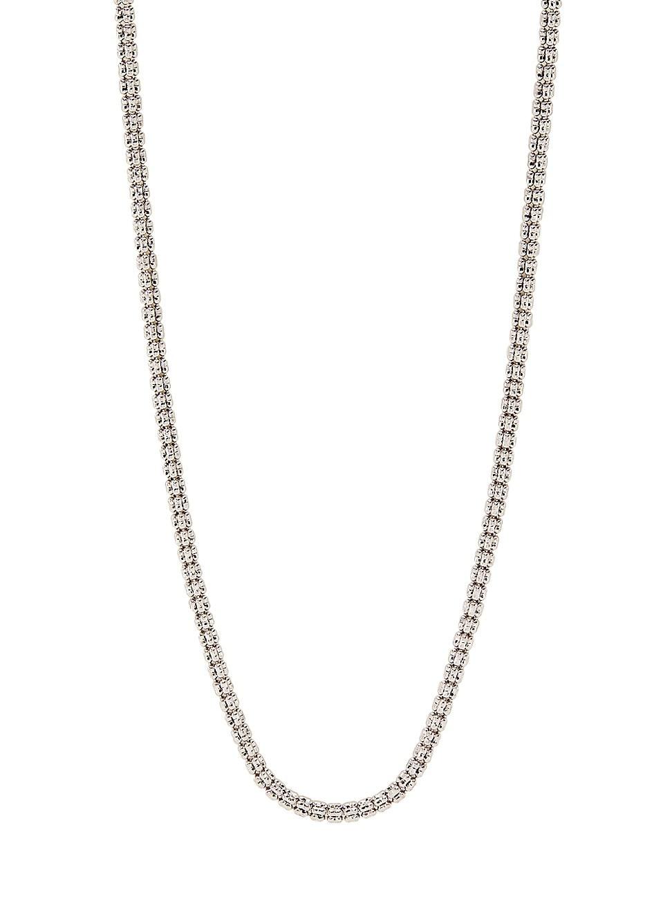 Womens 14K White Gold Textured Chain Necklace Product Image