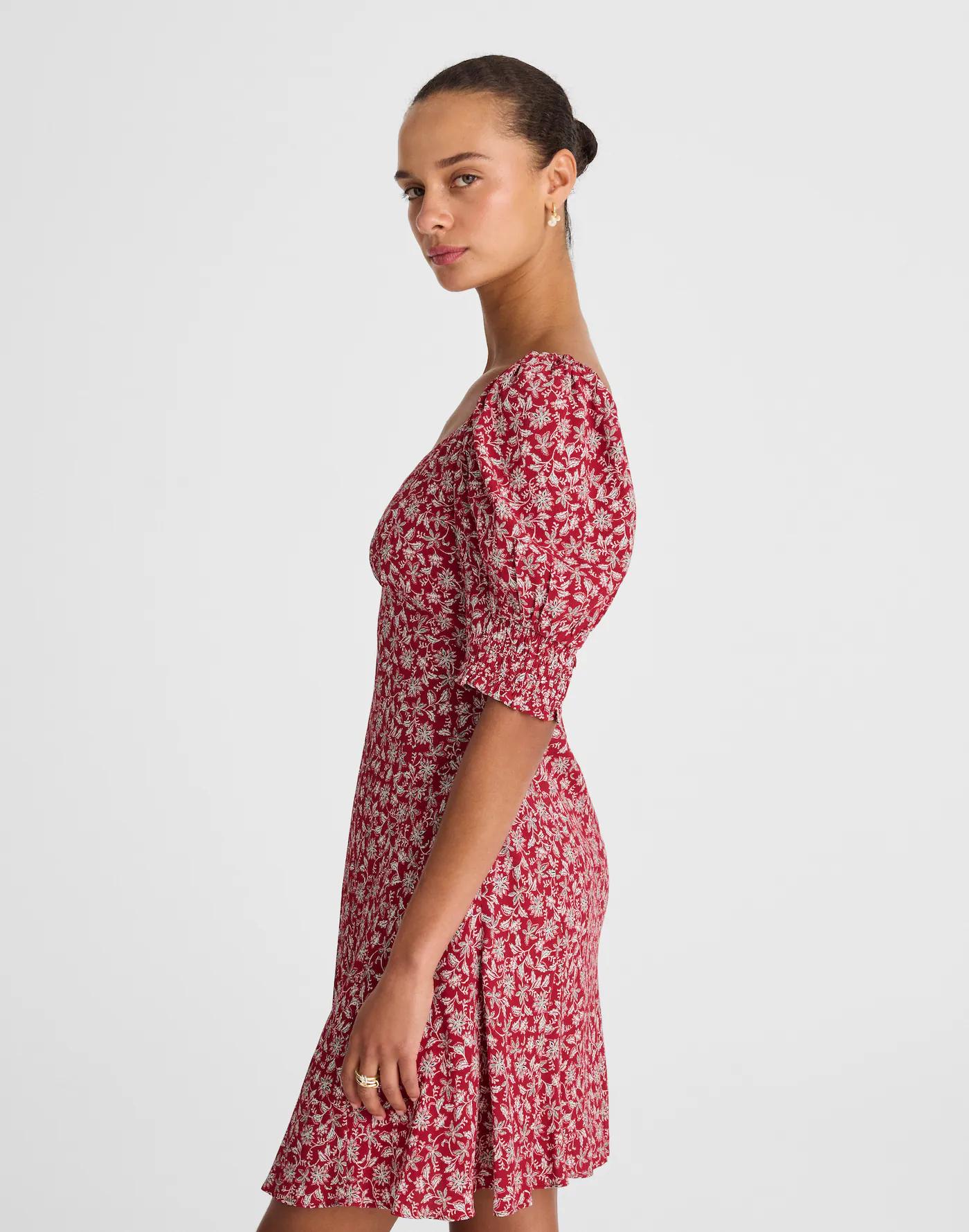 Puff-Sleeve Mini Dress in Floral Product Image