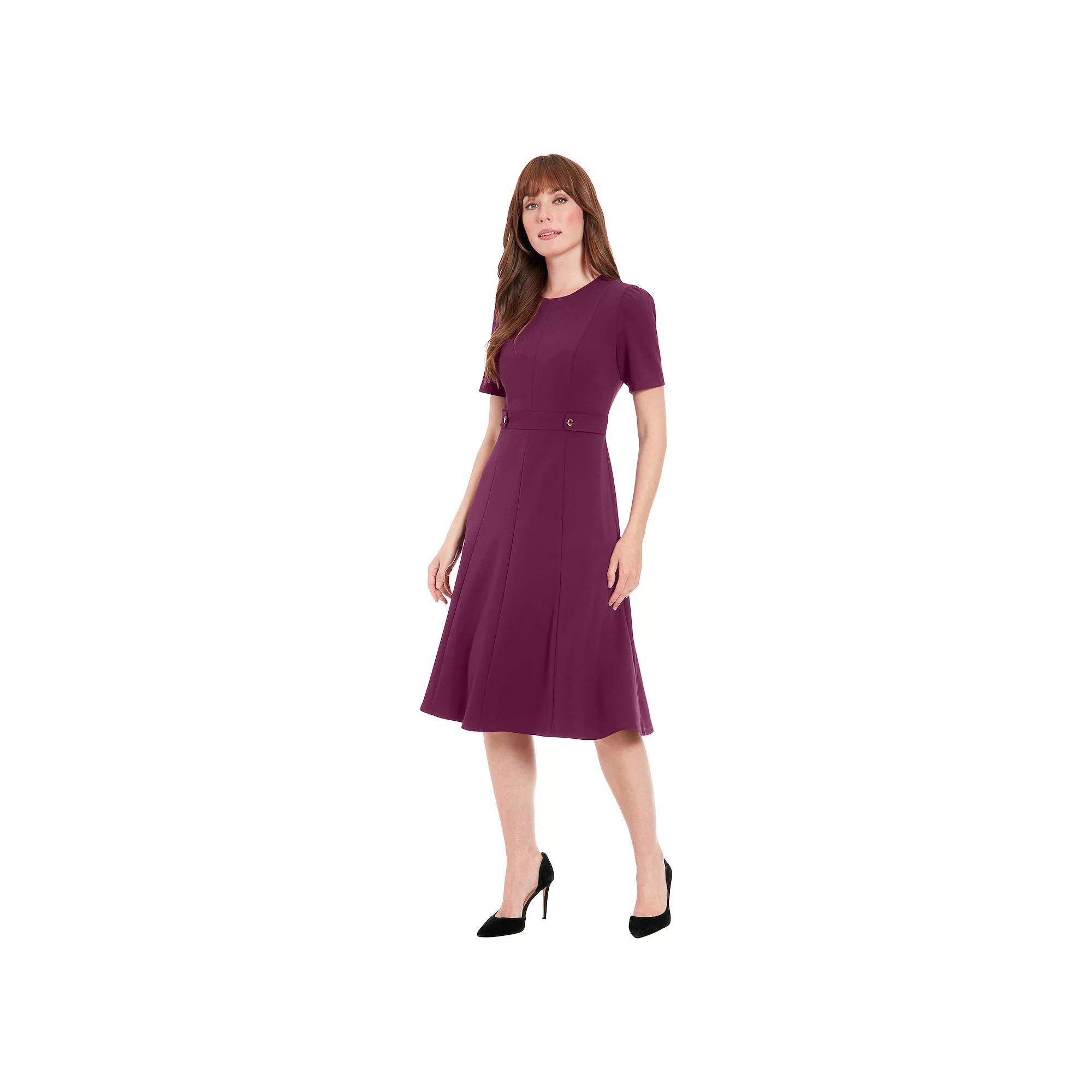 Women's London Times Solid Side Tab Fit & Flare Dress,  Product Image