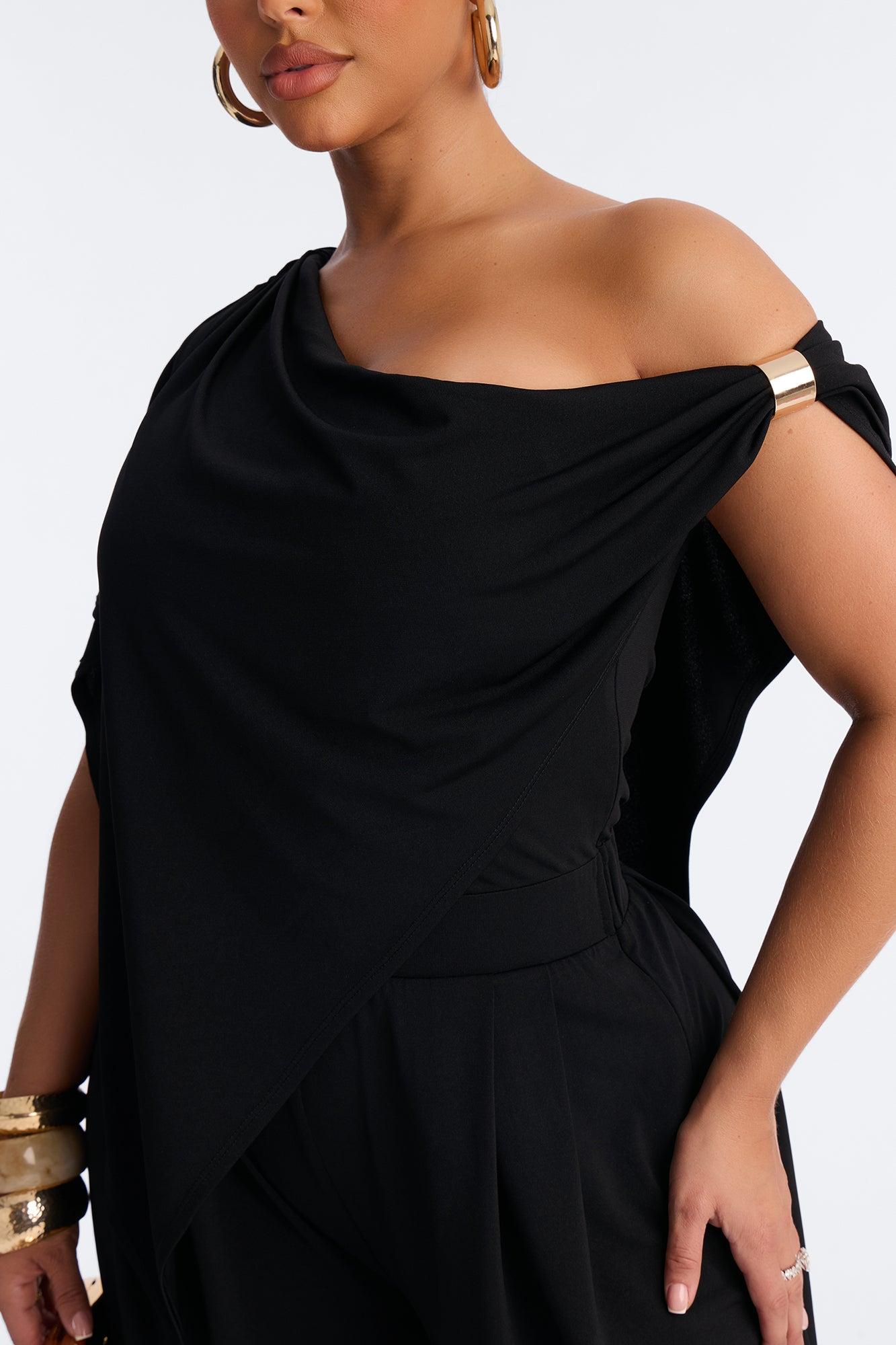Shanti Asymmetrical Wide Leg Jumpsuit - Black Female Product Image