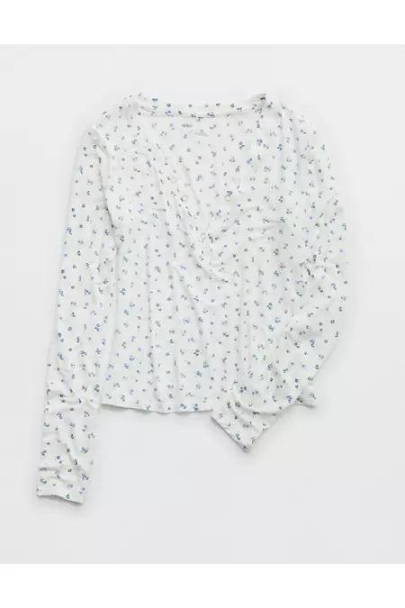 Aerie SuperchillÂ® Modal Rib Long Sleeve Henley T-Shirt Women's Product Image