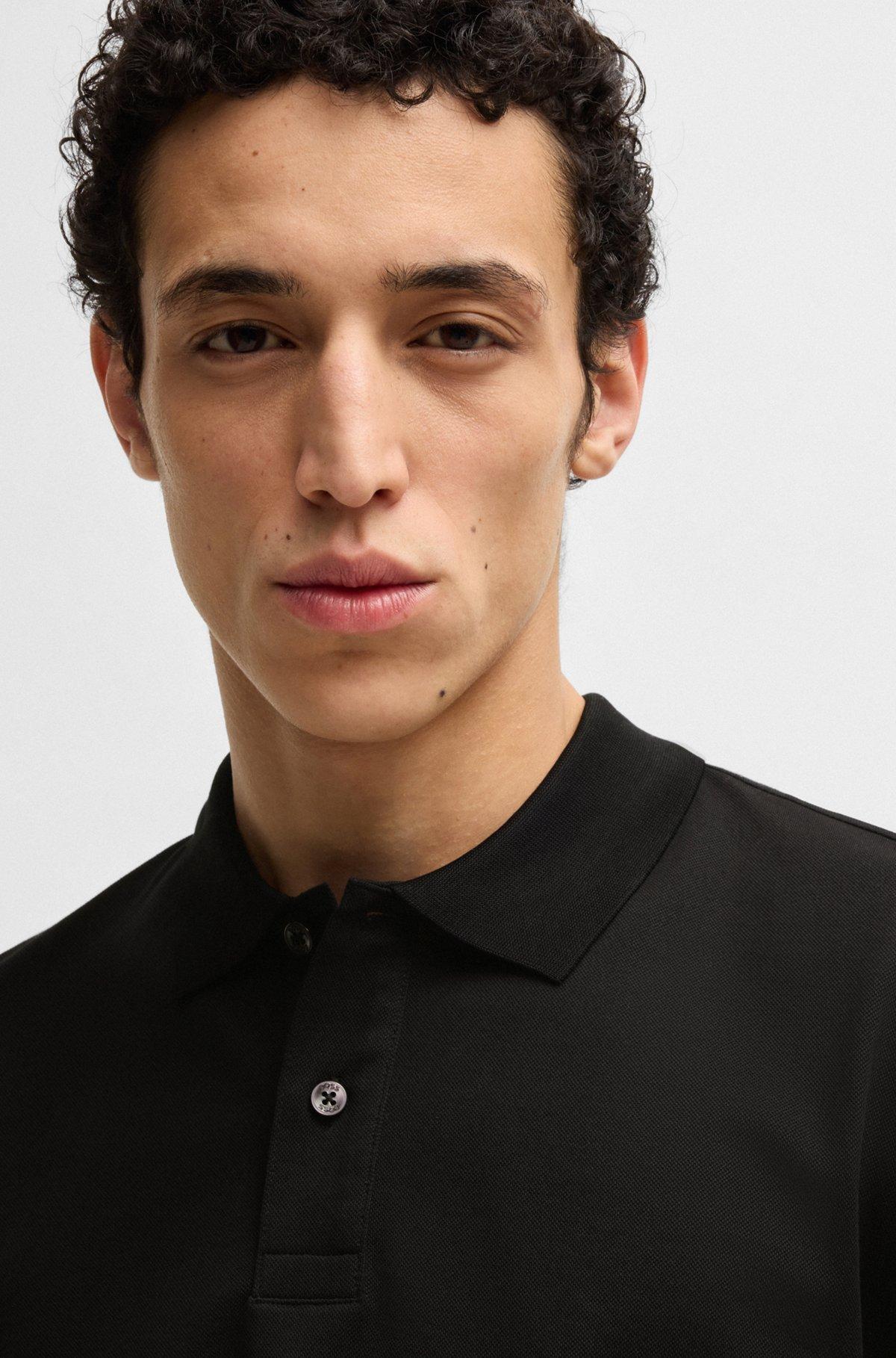 Mercerized-cotton regular-fit polo shirt with stripe trims Product Image