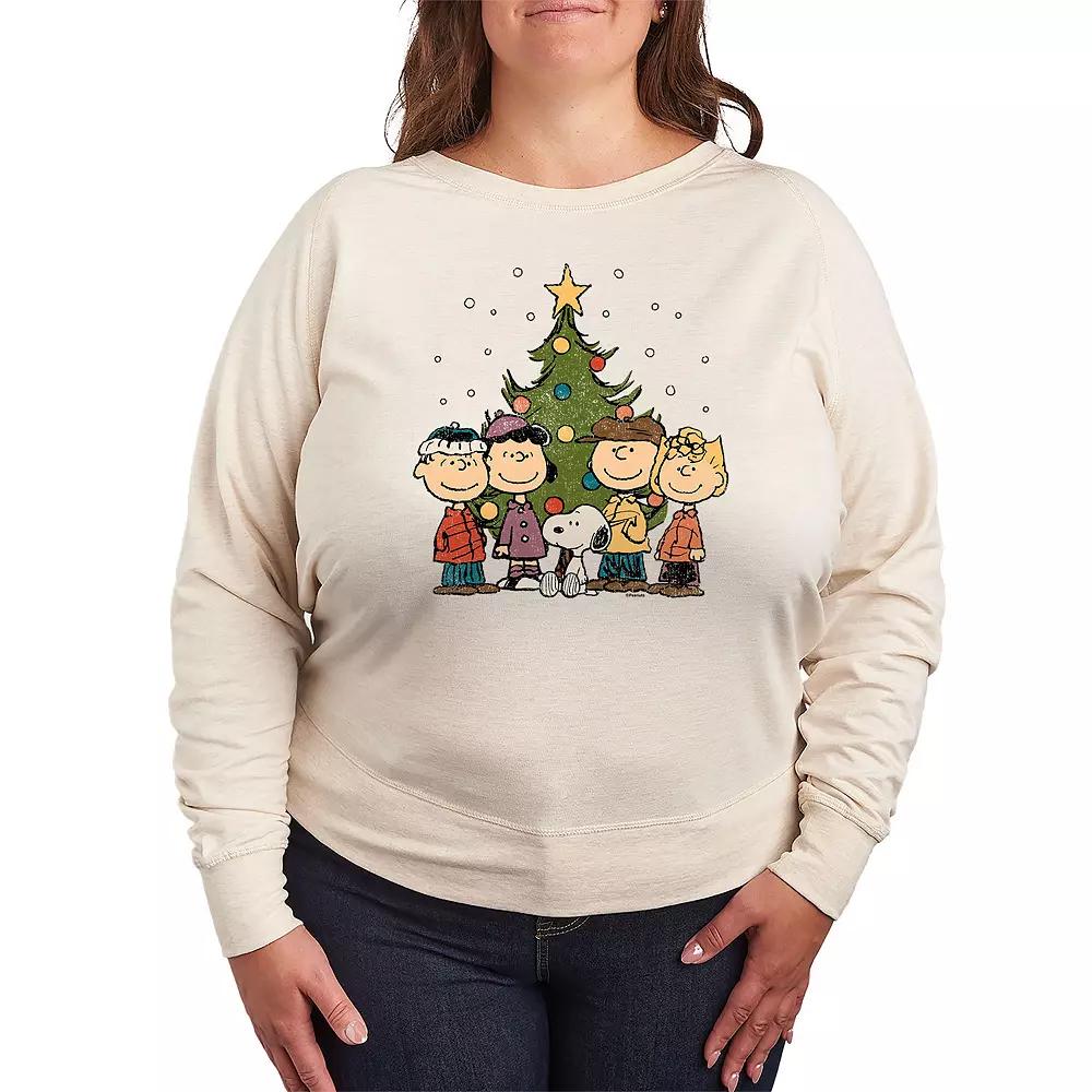 Women's Peanuts Christmas Group French Terry Long Sleeve Tee,  Product Image