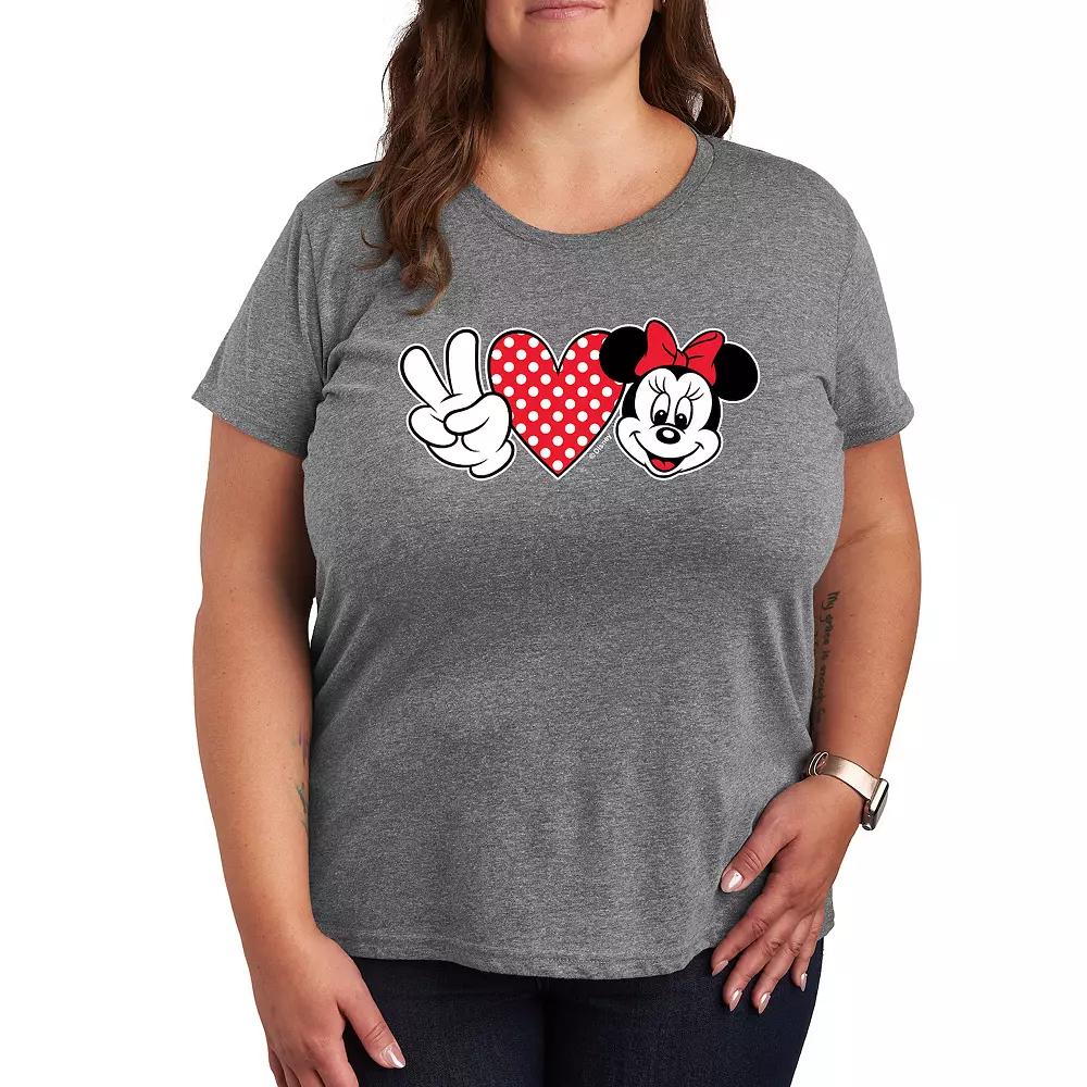 Disney's Minnie Mouse Plus Peace Love Graphic Tee, Women's,  Product Image