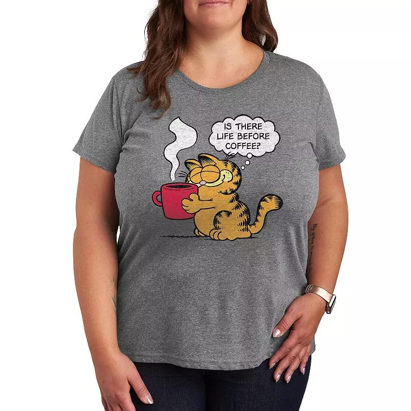 Plus Garfield Life Before Coffee Graphic Tee, Women's,  Product Image