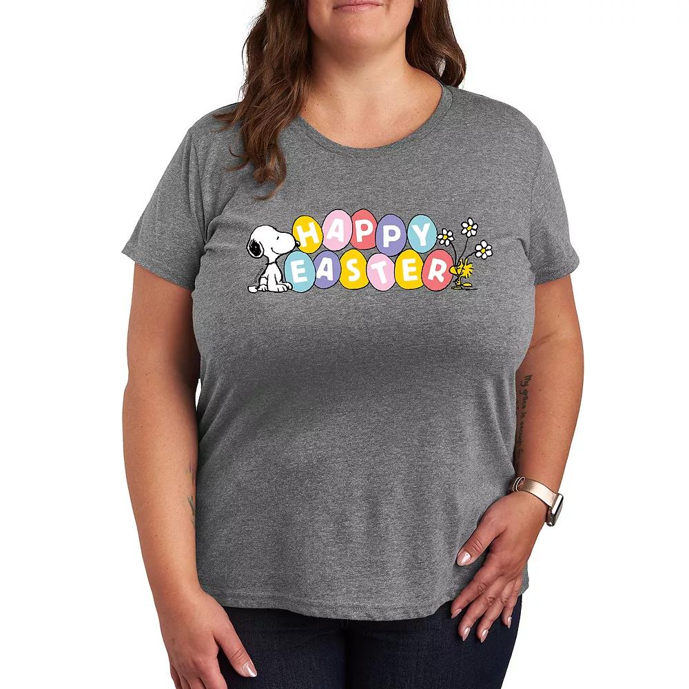 Plus Peanuts Snoppy & Woodstock Happy Easter Color Eggs Graphic Tee, Women's,  Product Image