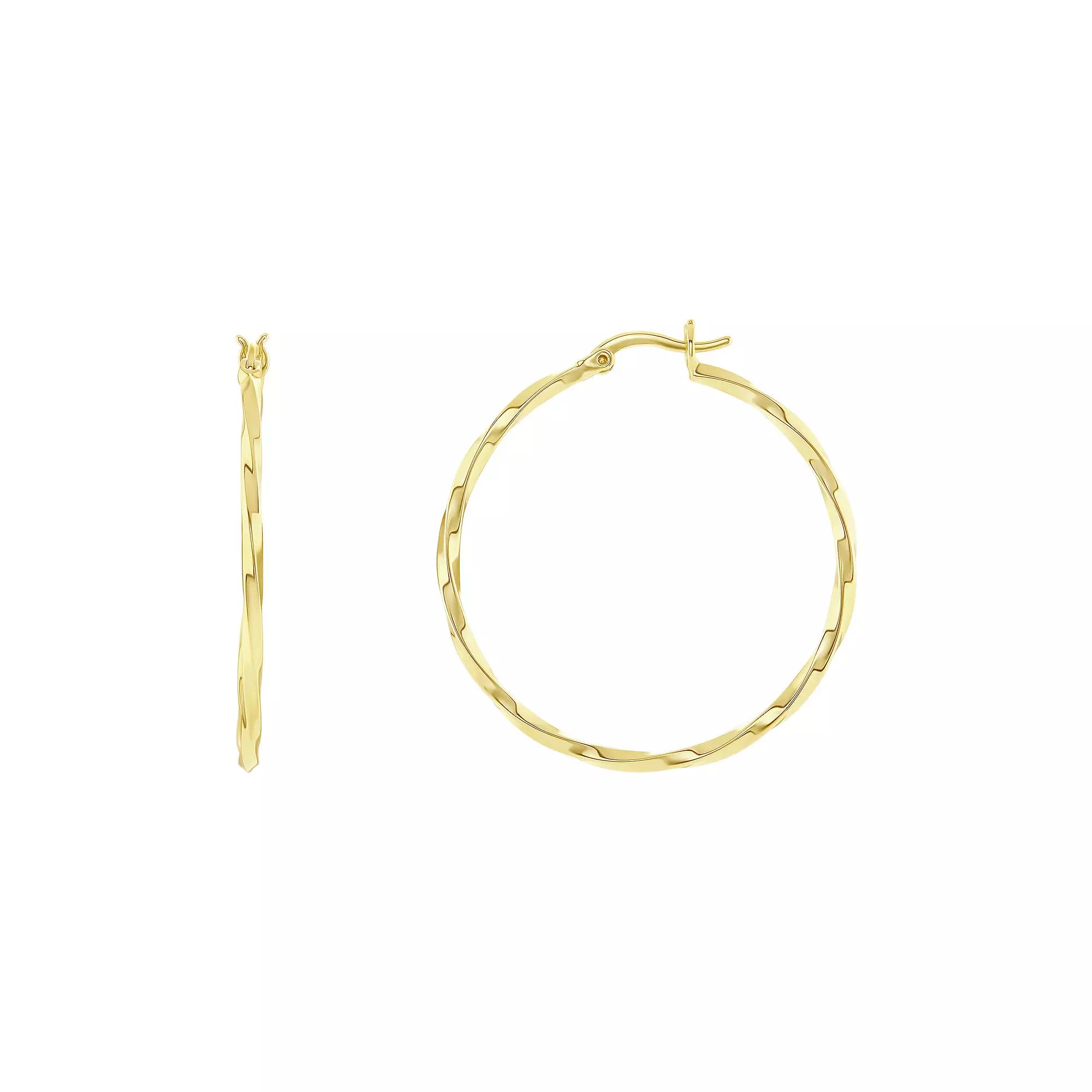 PRIMROSE Polished Twisted Hoop Earrings, Women's, Size: 40 mm, Gold Tone Product Image