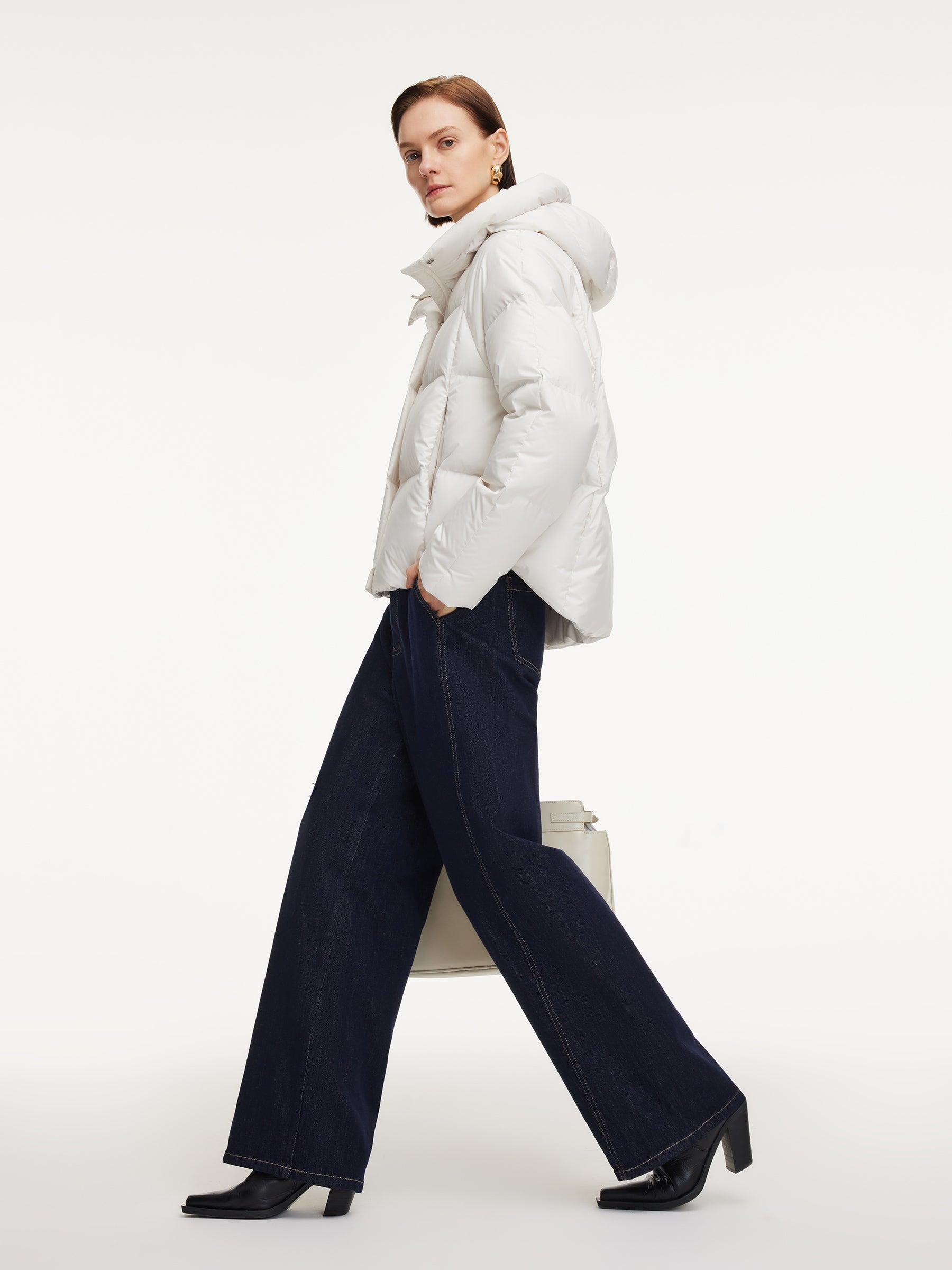 Denim Stretch Adjustable Waist Women Jeans With Detachable Down Liner Product Image