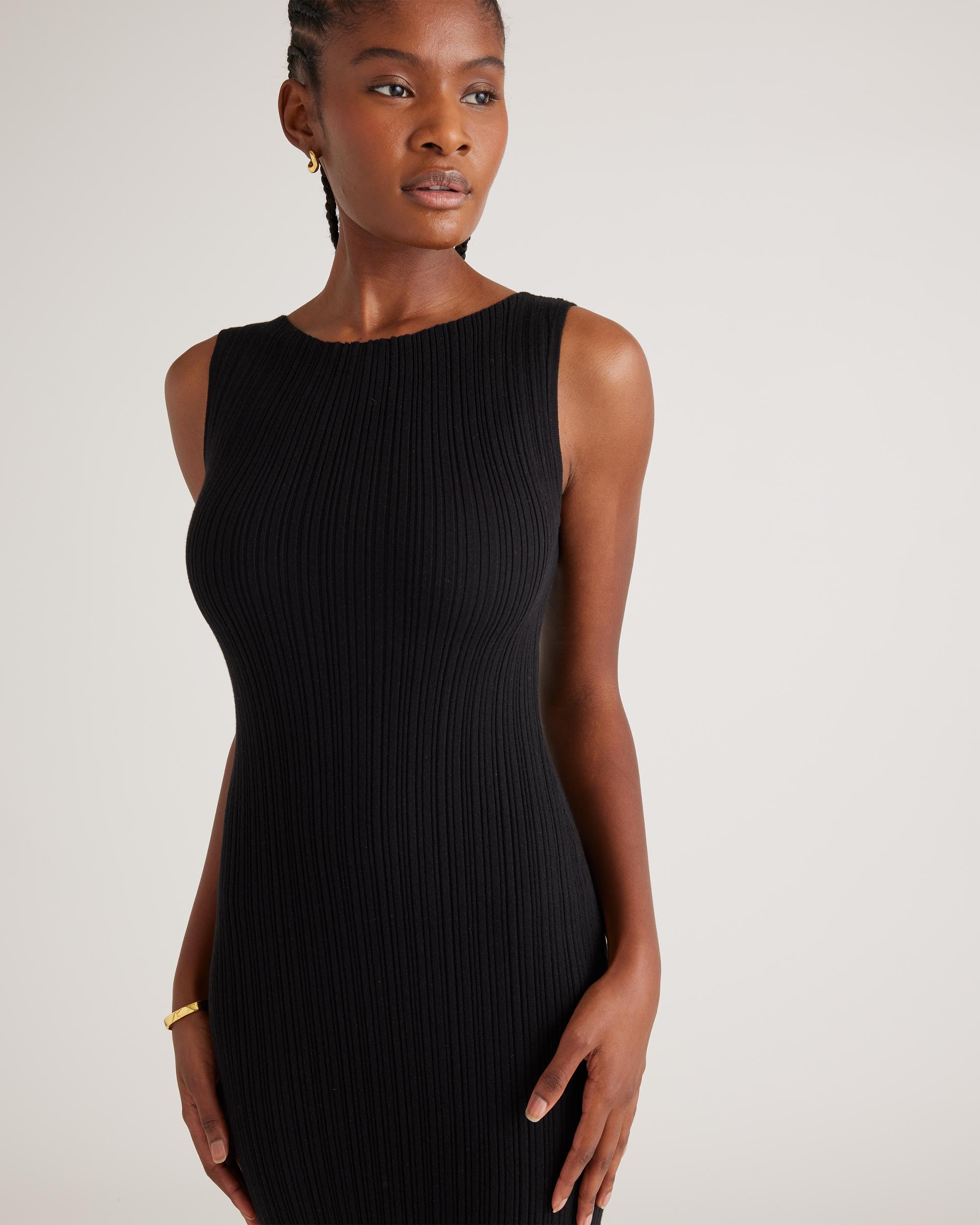 Quince | Women's Cotton Cashmere Ribbed Sleeveless Midi Dress Size XS Product Image