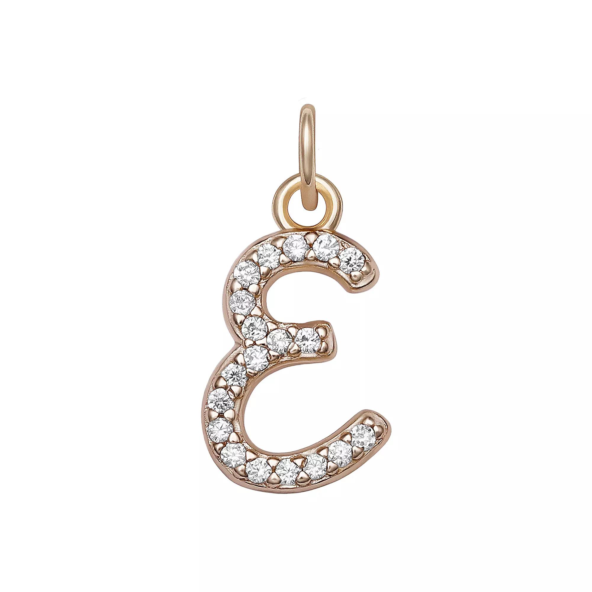 LC Lauren Conrad Sterling Silver Cubic Zirconia Initial Charm, Womens, Gold Tone O Product Image