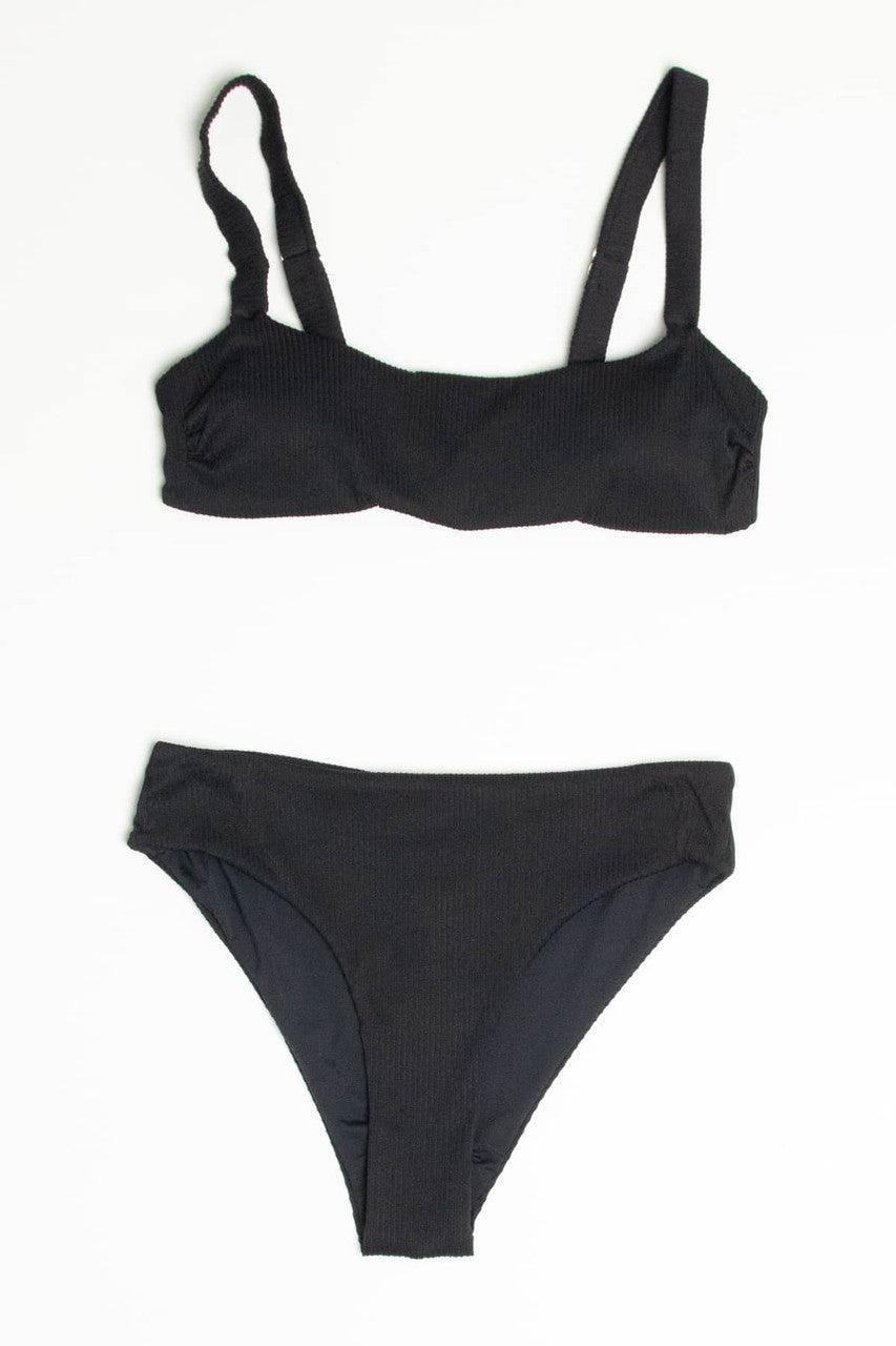 Black Ribbed Bikini Top 1 Product Image