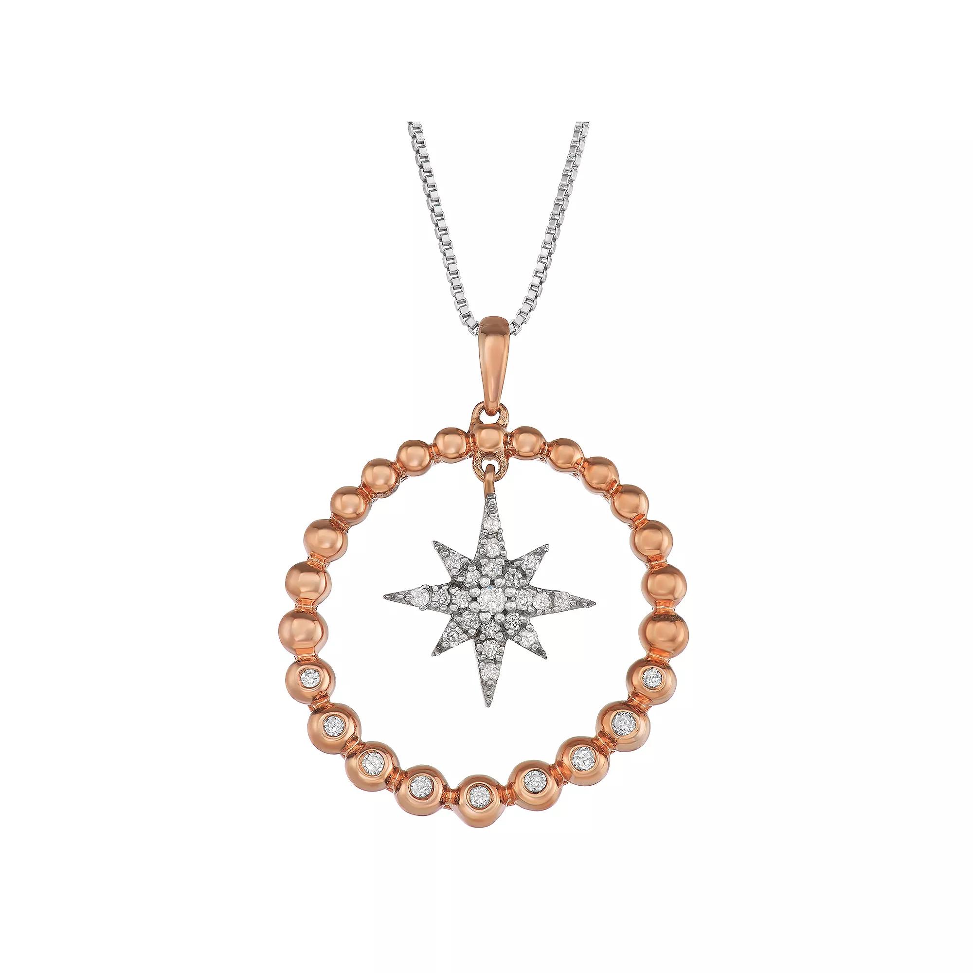 1/5 Carat T.W. Diamond Starburst Circle Necklace, Women's, Size: 18", Two Tone Product Image