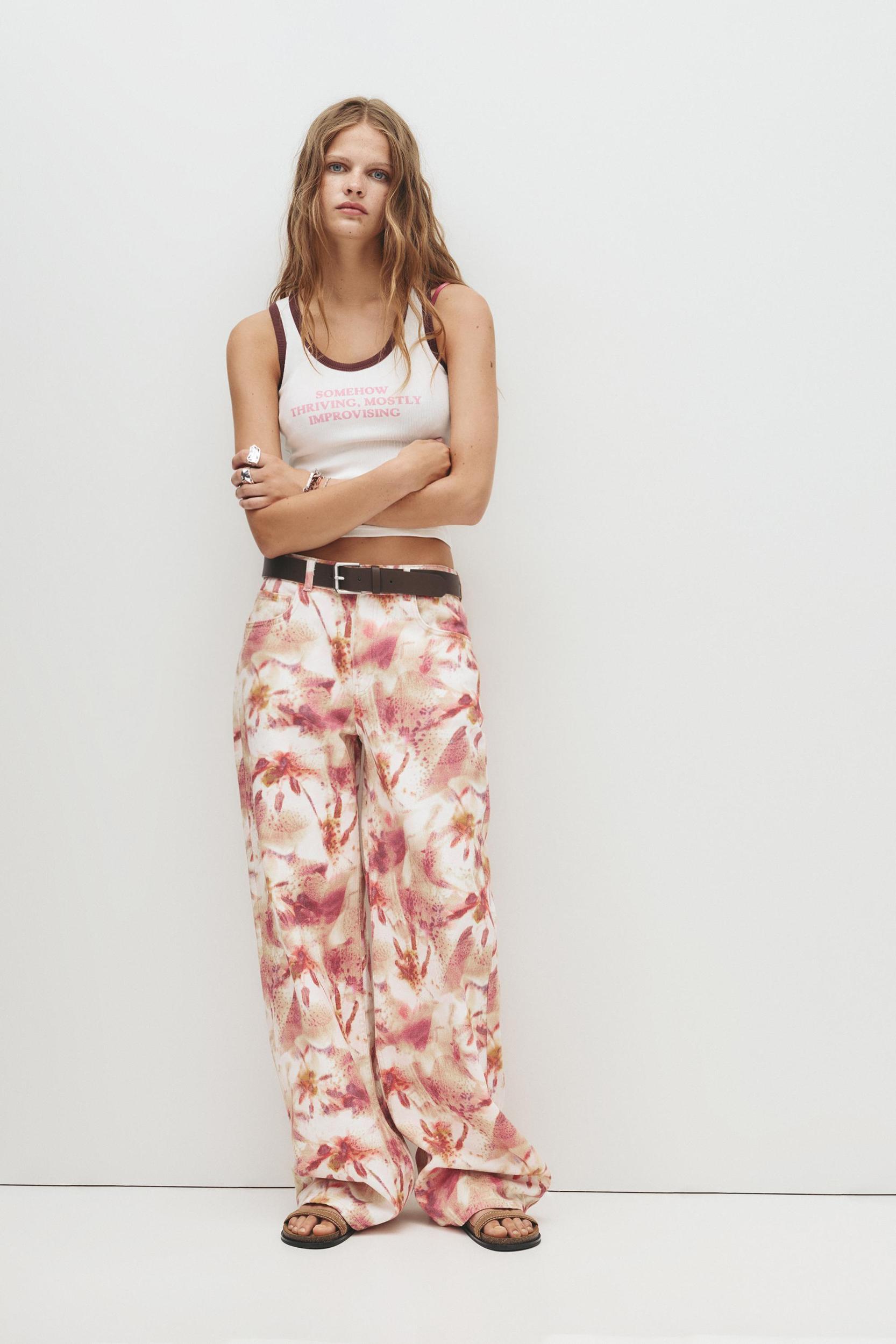 Floral print baggy jeans Product Image