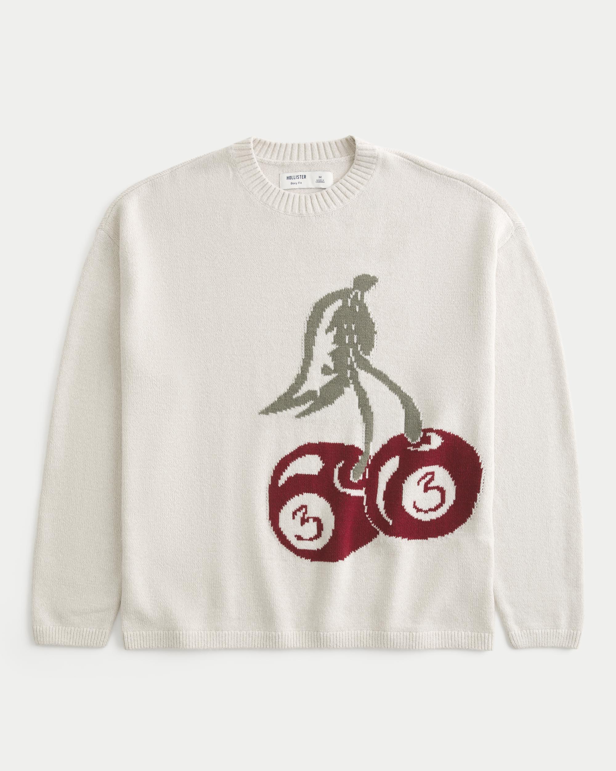 Boxy Cherry Graphic Crew Sweater Product Image