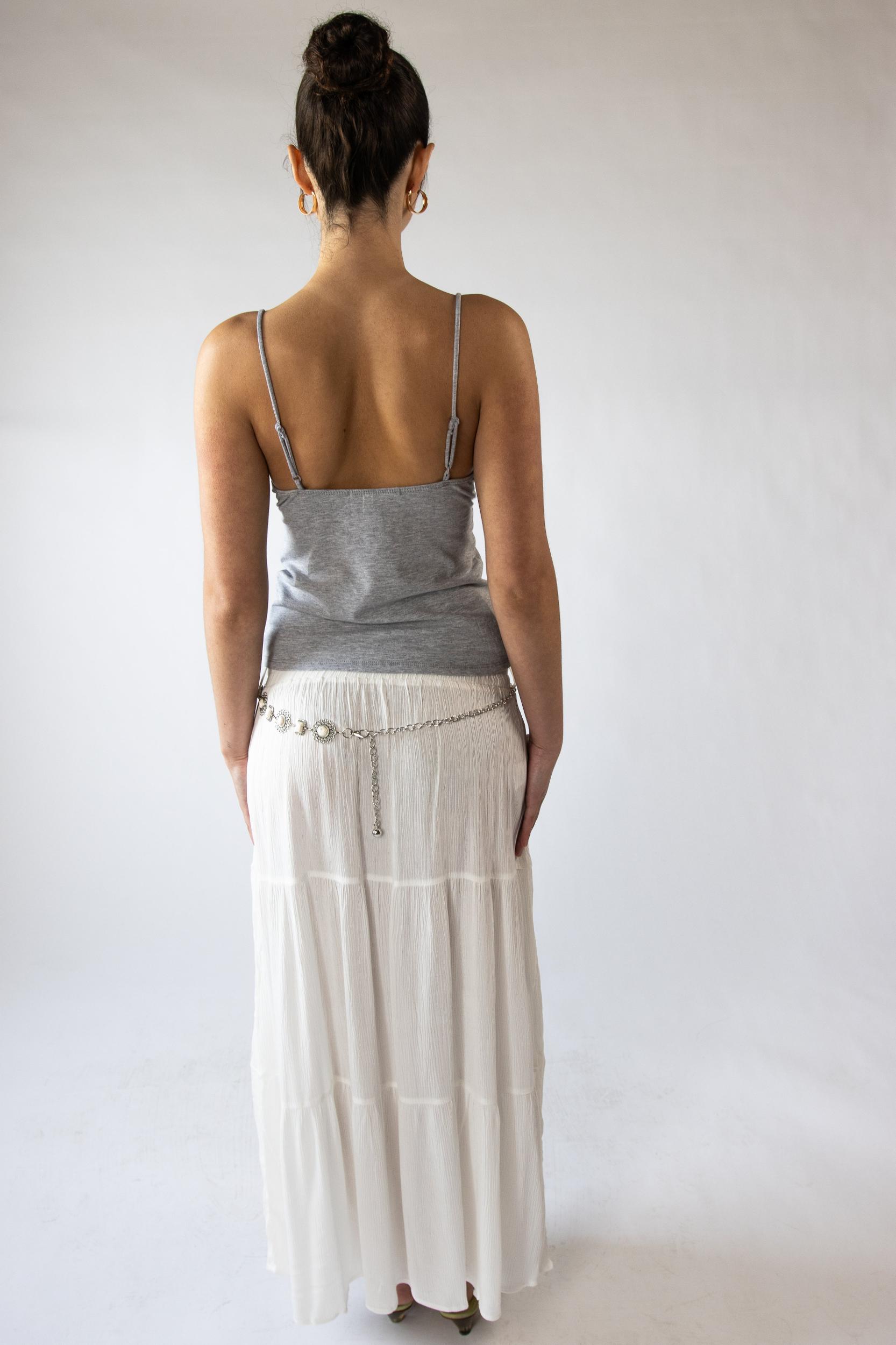 Stone Chain Belt Gauze Maxi Skirt Product Image