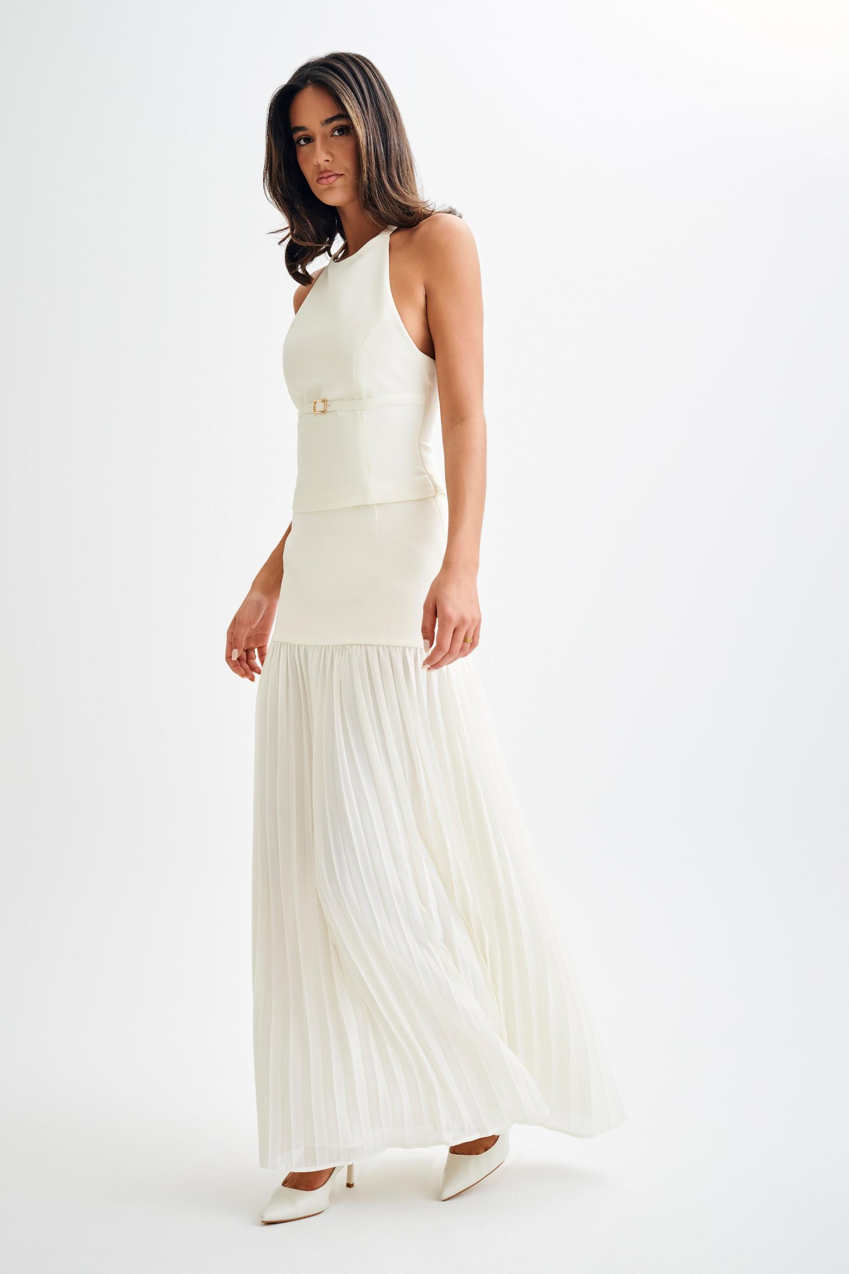 Jillian Pleated Maxi Skirt - Ivory Product Image