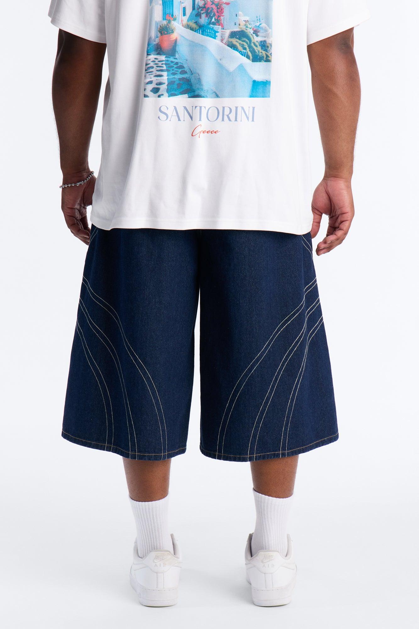 Bodega Stitch Baggy Denim Short - Dark Wash Male Product Image