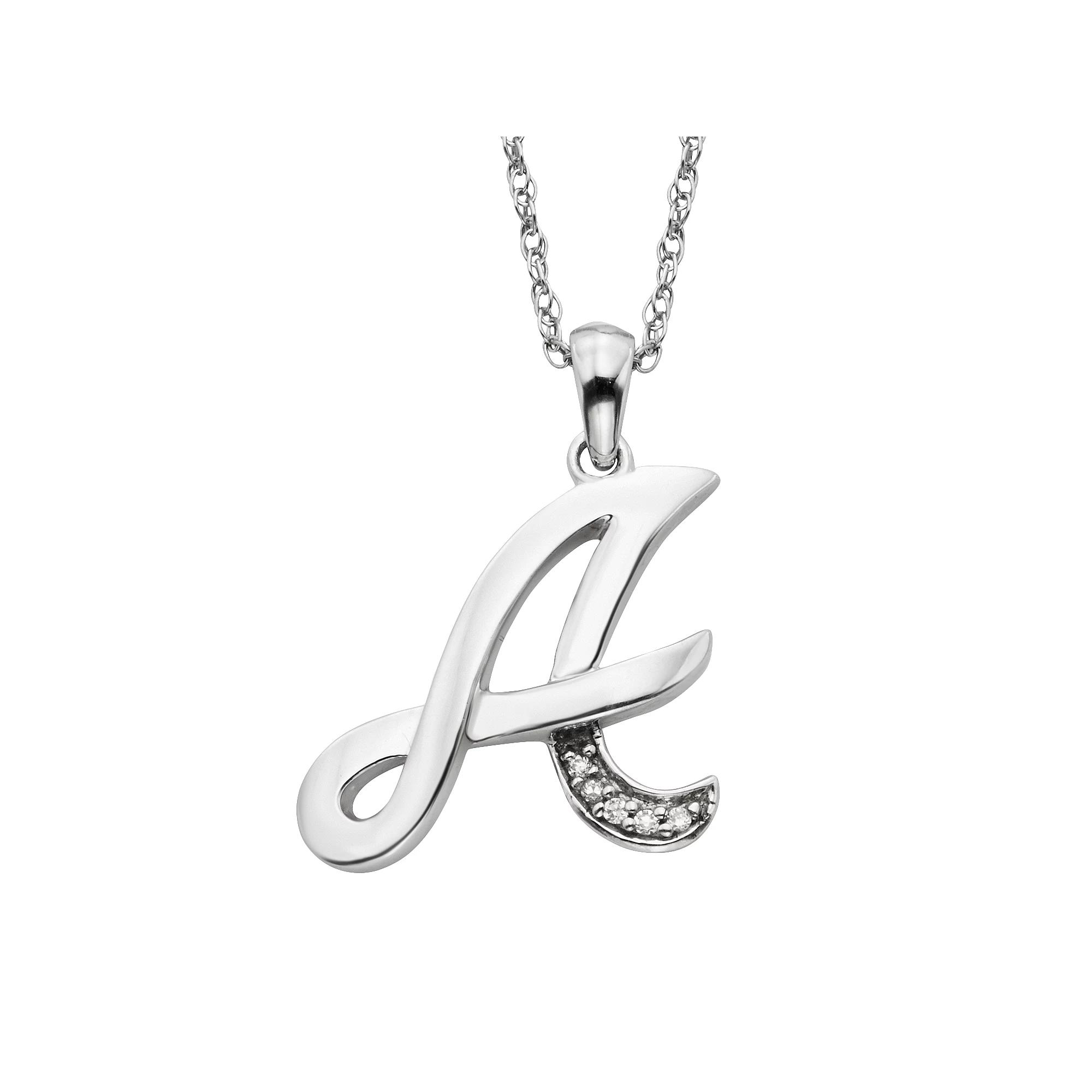 Sterling Silver Diamond Accent Initial Pendant, Women's,  Product Image
