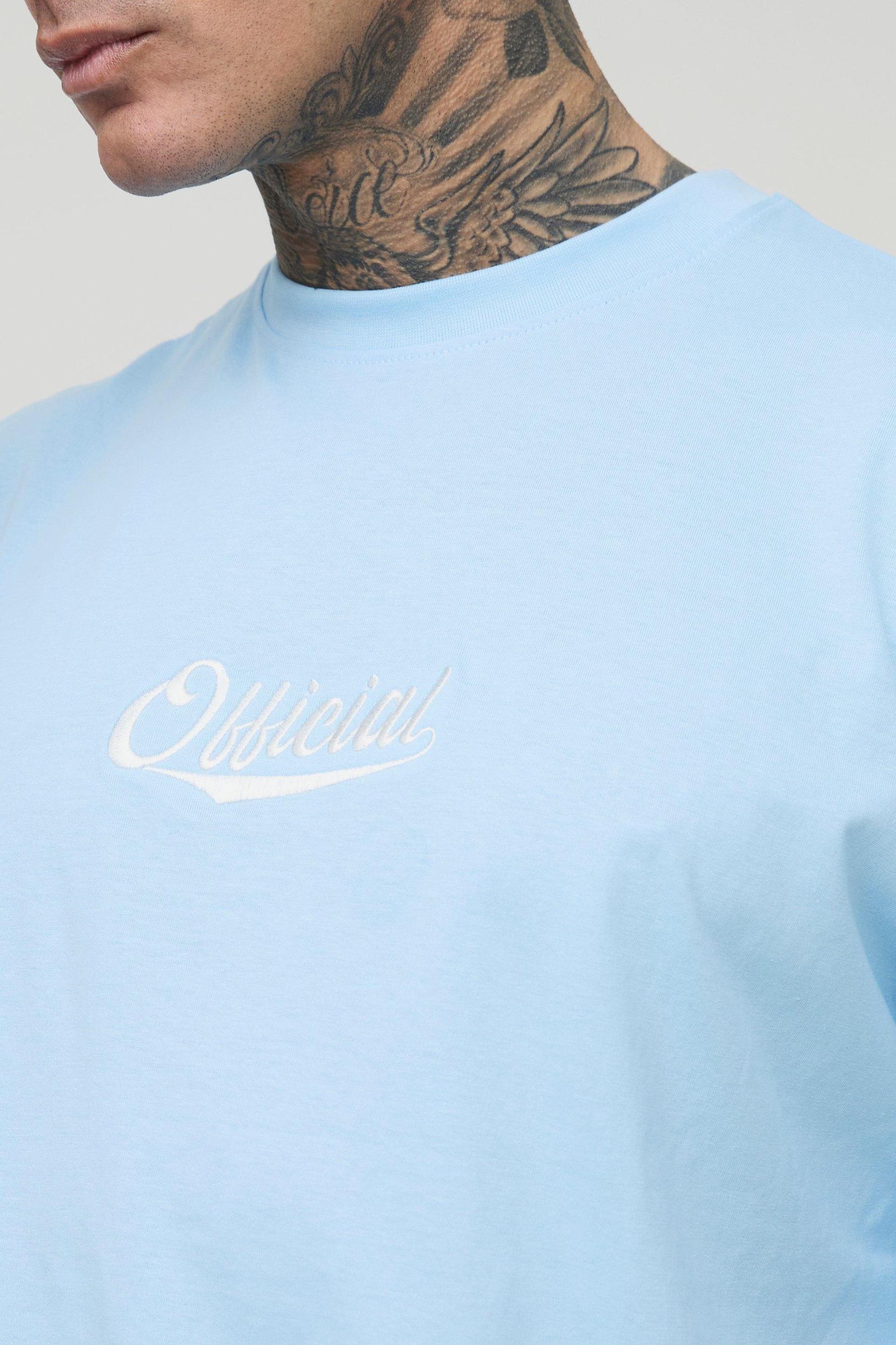 Tall Oversized Boxy Official Embroidered T-Shirt & Airtex Basketball Short Set | boohooMAN USA Product Image