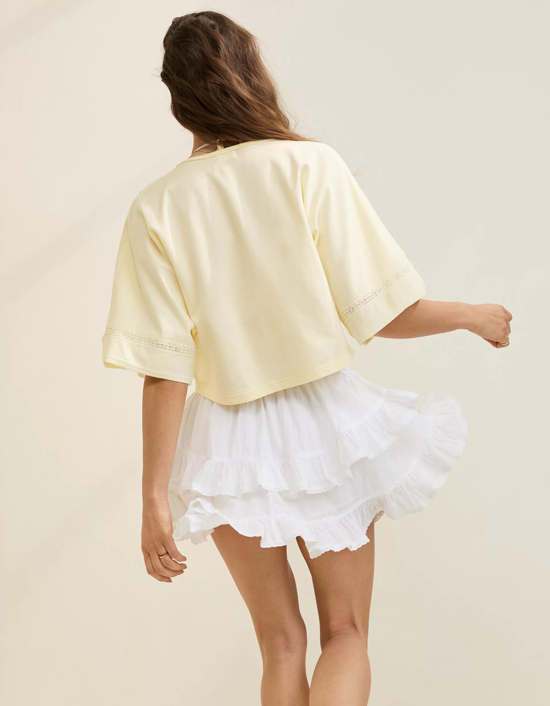 Aerie Short Sleeve Crochet Cardigan Product Image