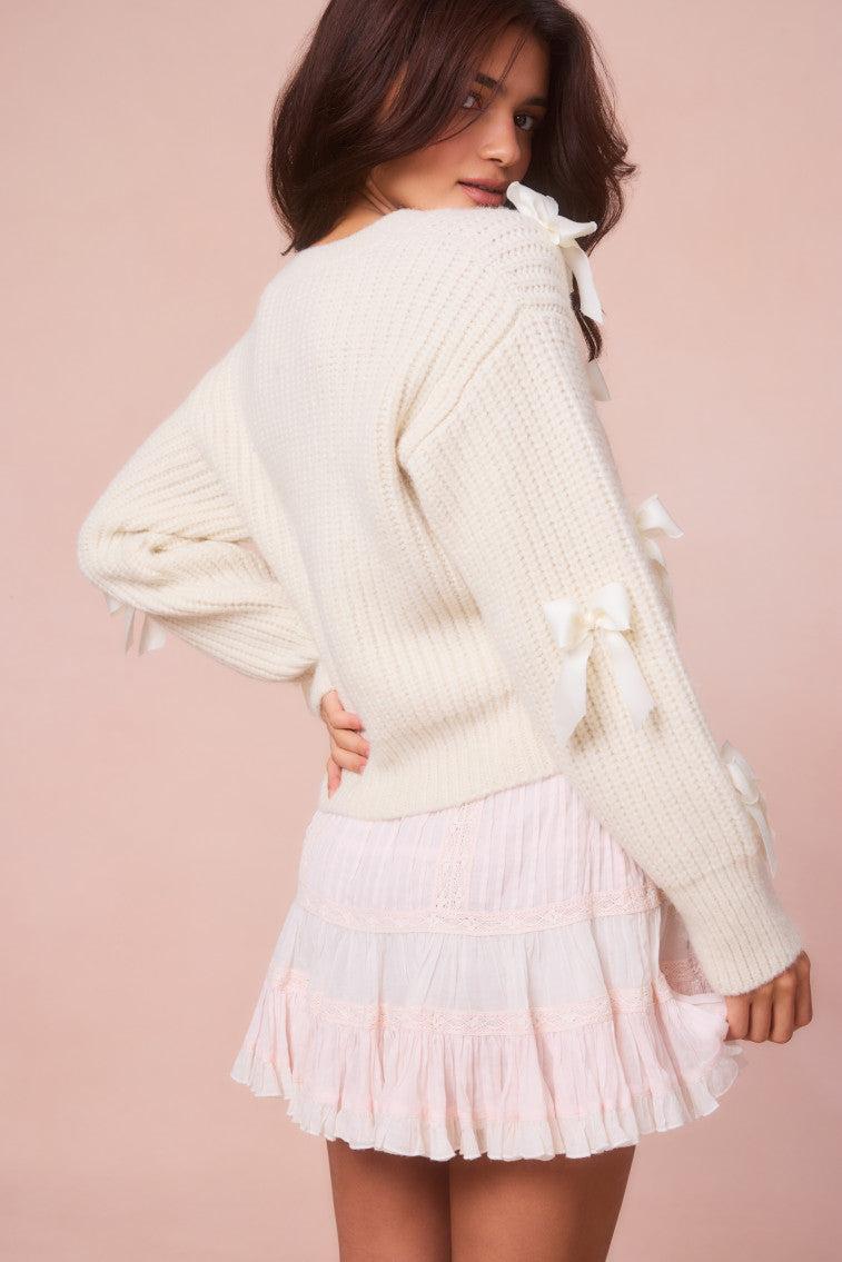 Ashtan Alpaca Bow-Embellished Cardigan - ROSE POMPADOUR Product Image