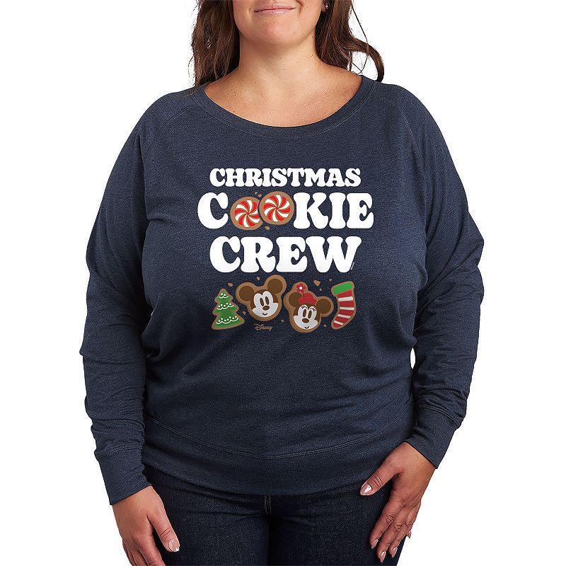Disney's Mickey & Minnie Mouse Plus Size Christmas Cookie Crew French Terry Long Sleeve Tee, Women's, Size: 1XL, Grey Heather Product Image