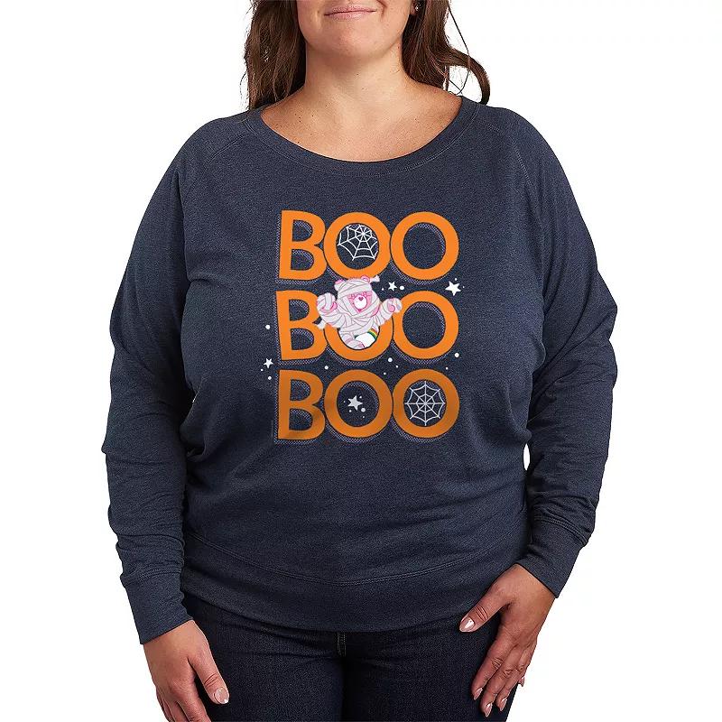 Plus Size Care Bears Boo Mummy Halloween French Terry Long Sleeve Tee, Womens Grey Blue Product Image