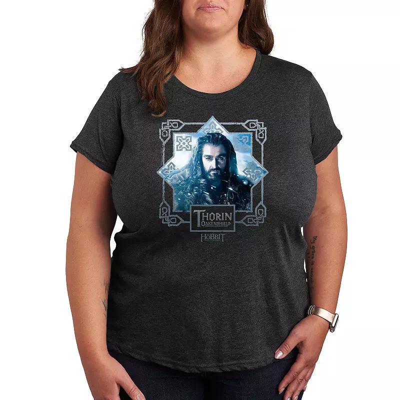 Plus The Hobbit Thorin Graphic Tee, Womens Heather Grey Product Image