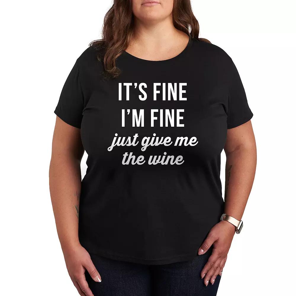 Plus I'm Fine Just Give Me The Wine Graphic Tee, Women's,  Product Image