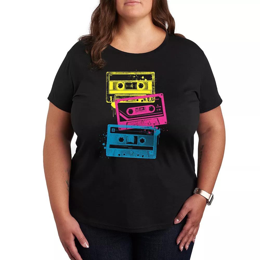 Women's Grunge Cassette Tapes Graphic Tee,  Product Image